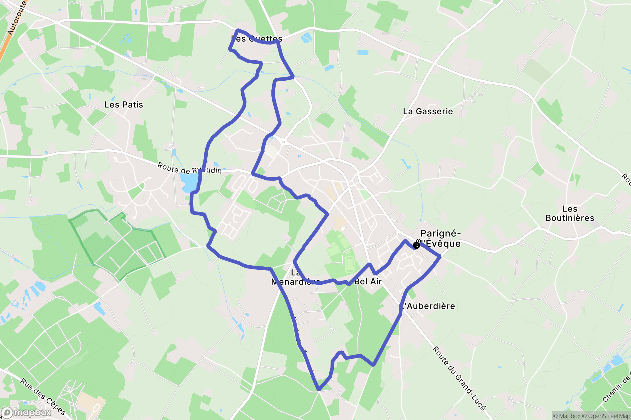 Parigné-l'Évêque : carte du parcours de randonnée - France