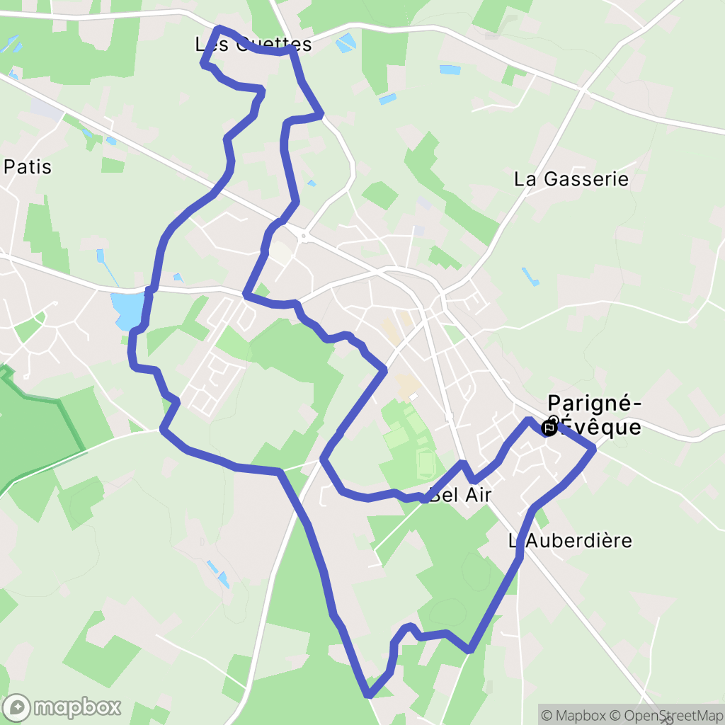 Parigné-l'Évêque : carte du parcours de randonnée - France