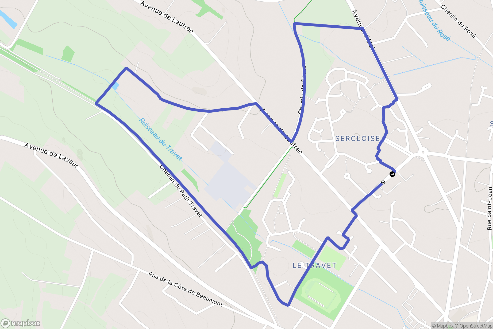Castres : carte du parcours de randonnée - France