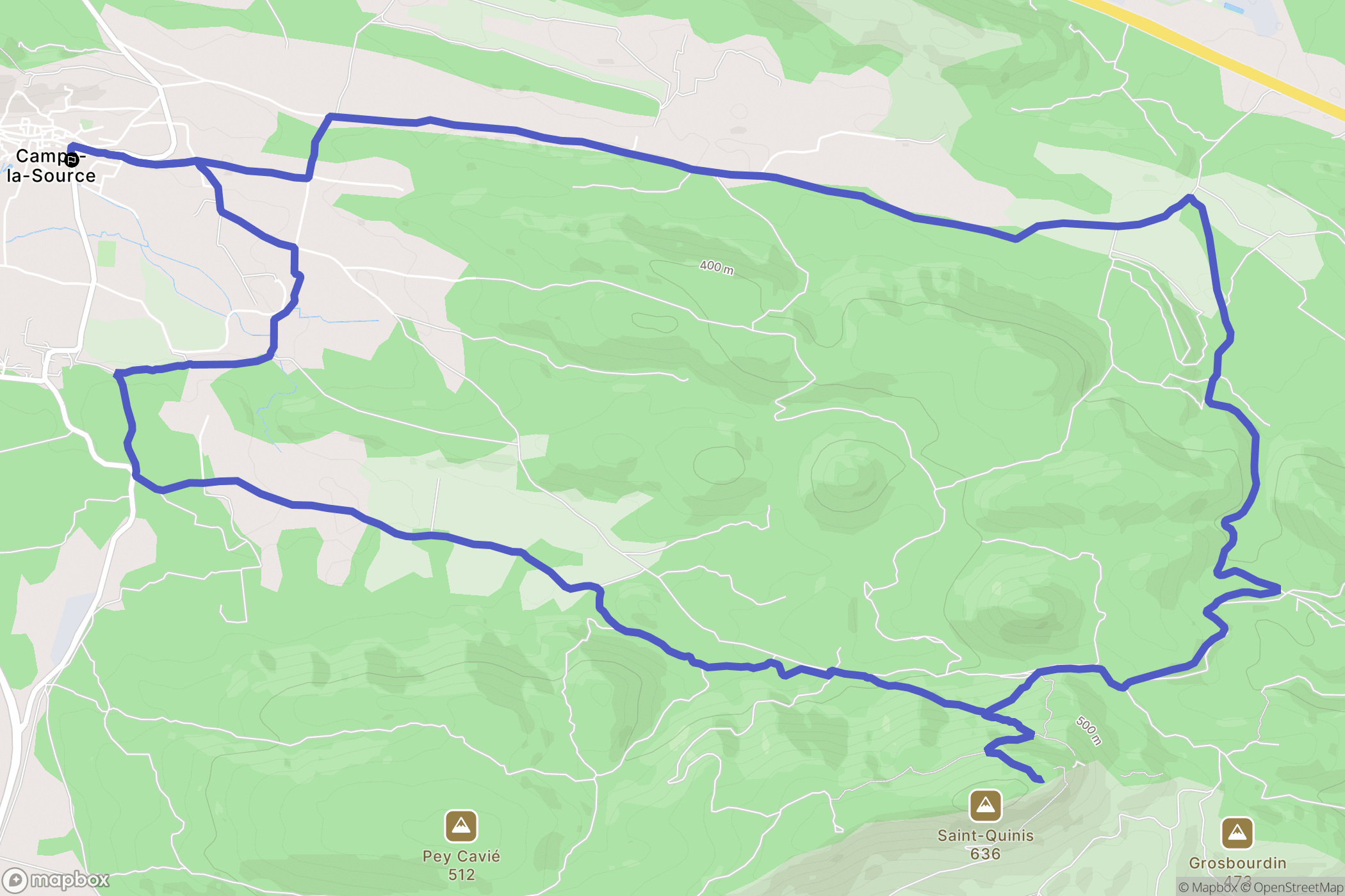 Camps-la-Source : carte du parcours de randonnée - France