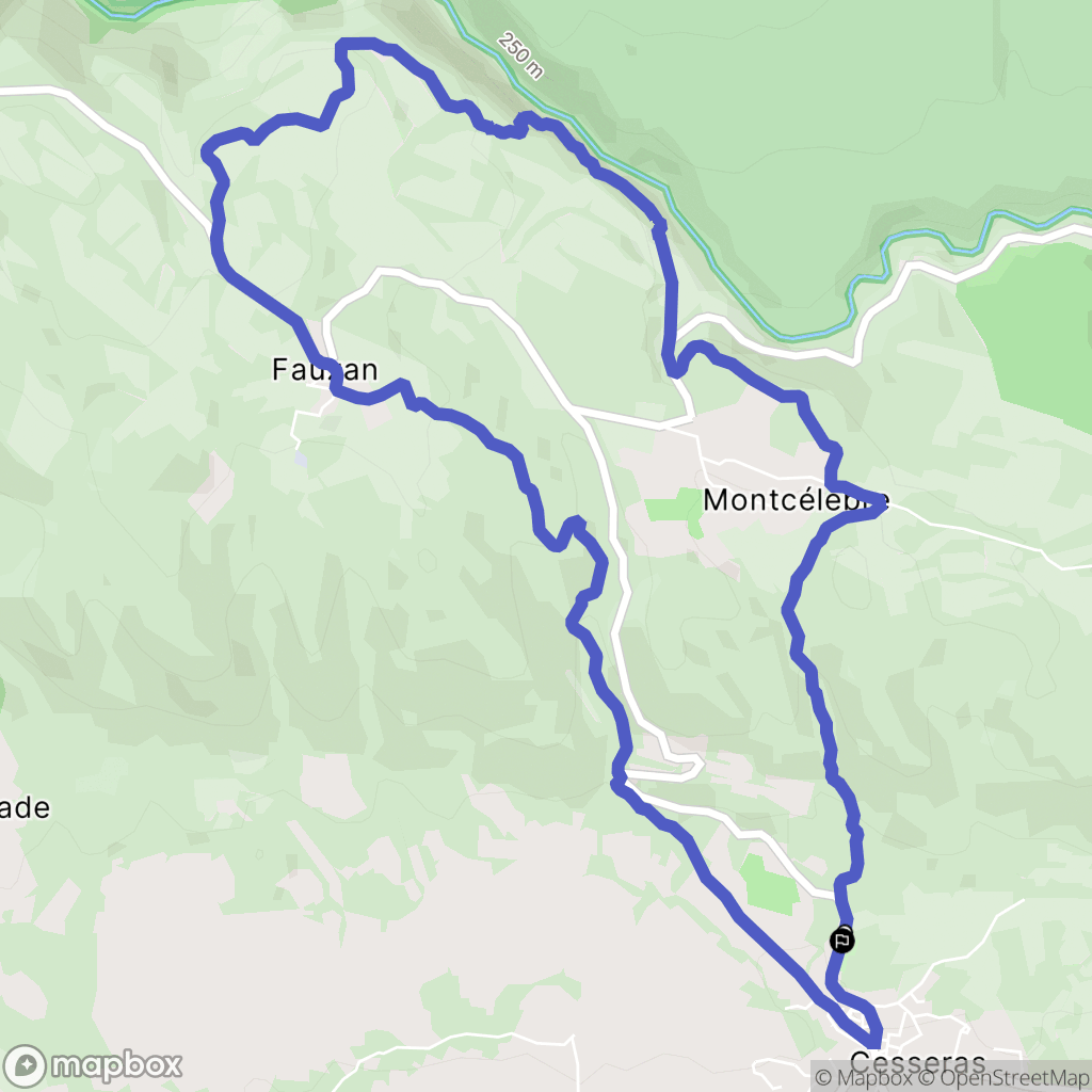 Cesseras : carte du parcours de randonnée - France