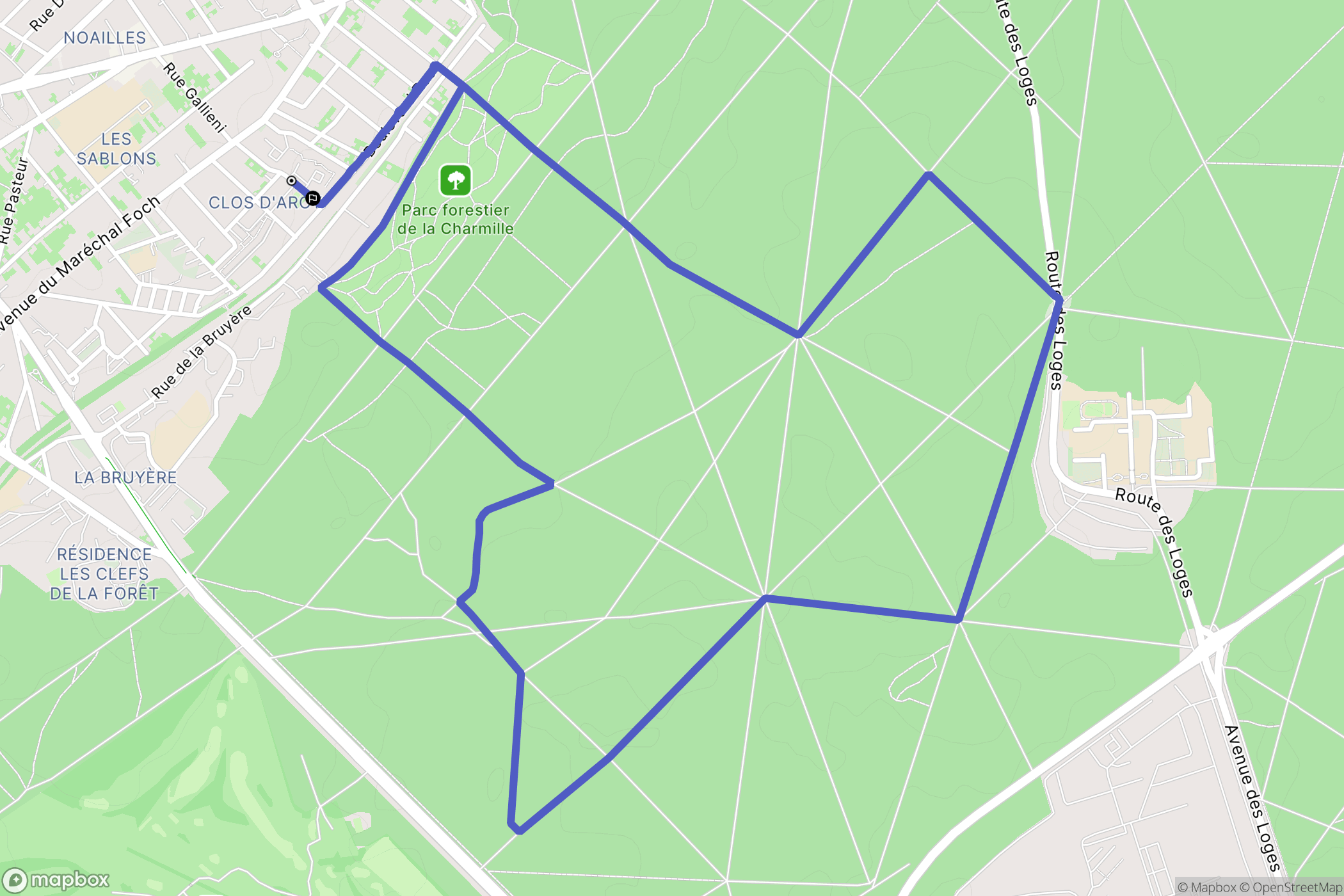Poissy : carte du parcours de randonnée - France