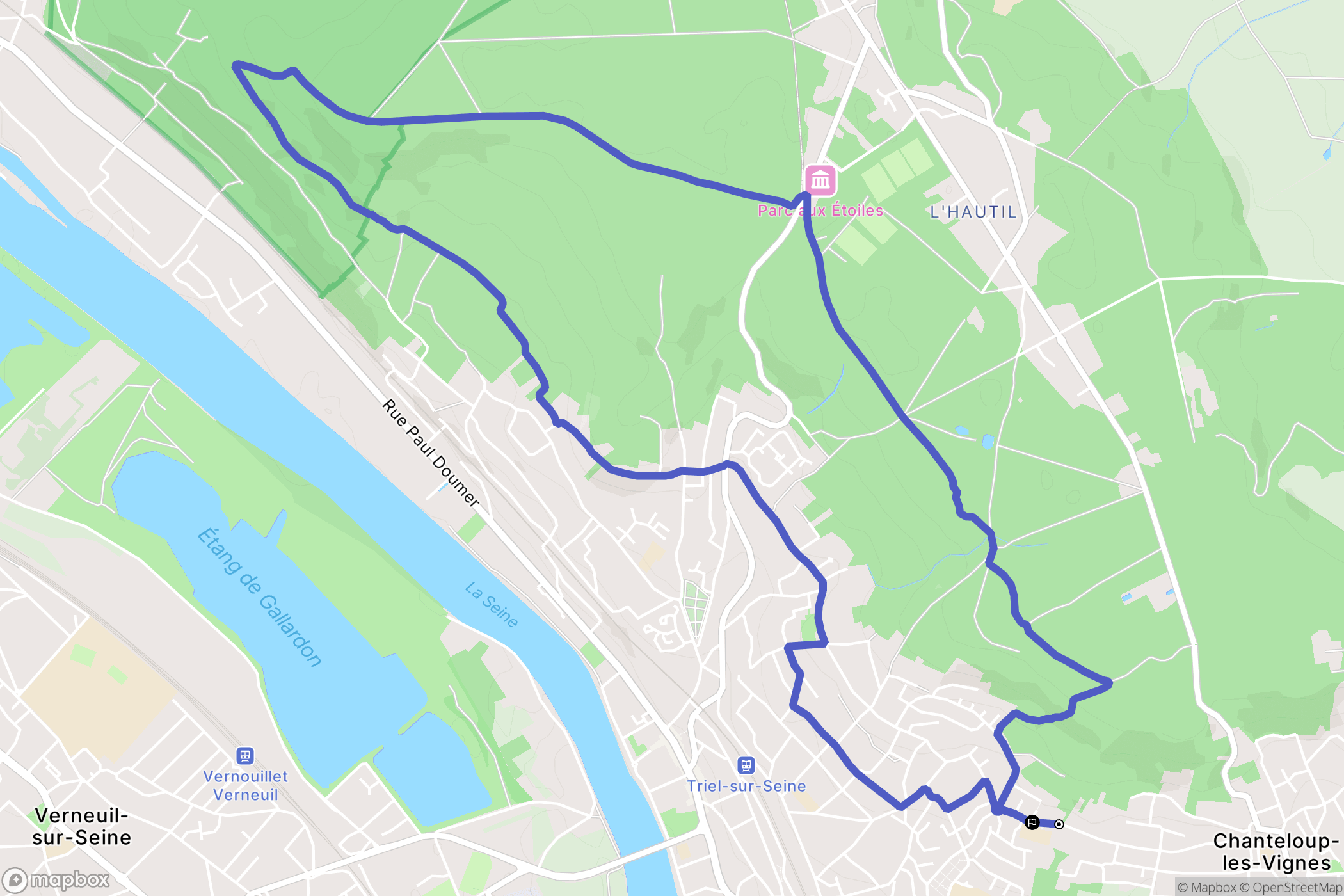 Triel-sur-Seine : carte du parcours de randonnée - France