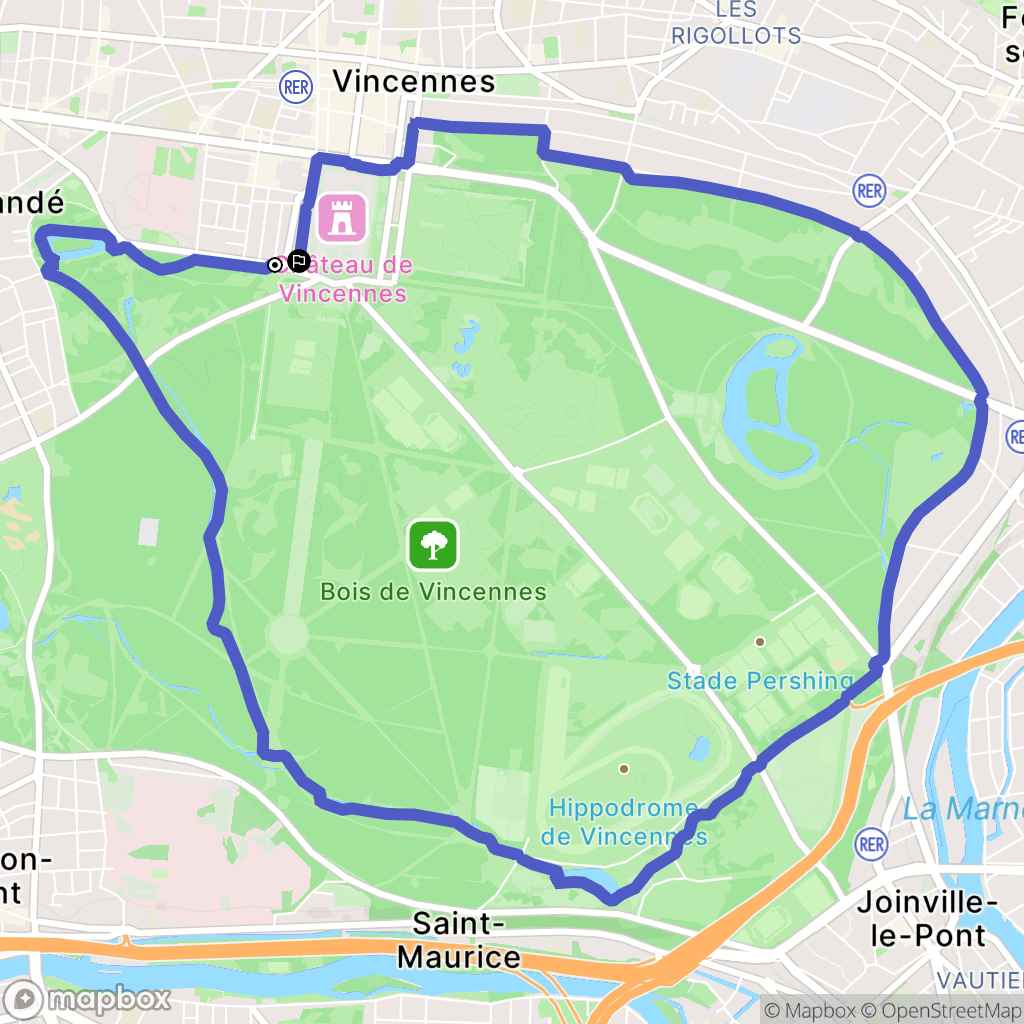 Vincennes : carte du parcours de randonnée - France