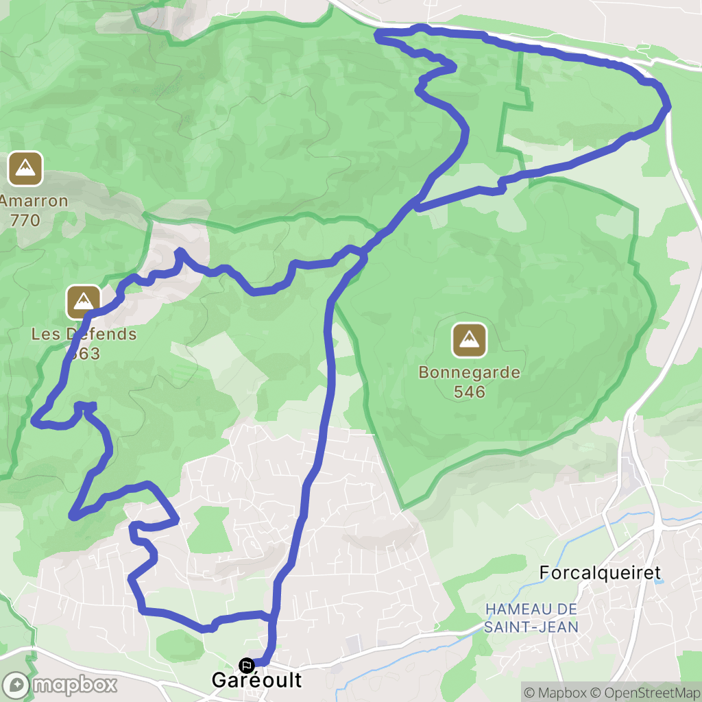 Garéoult : carte du parcours de randonnée - France