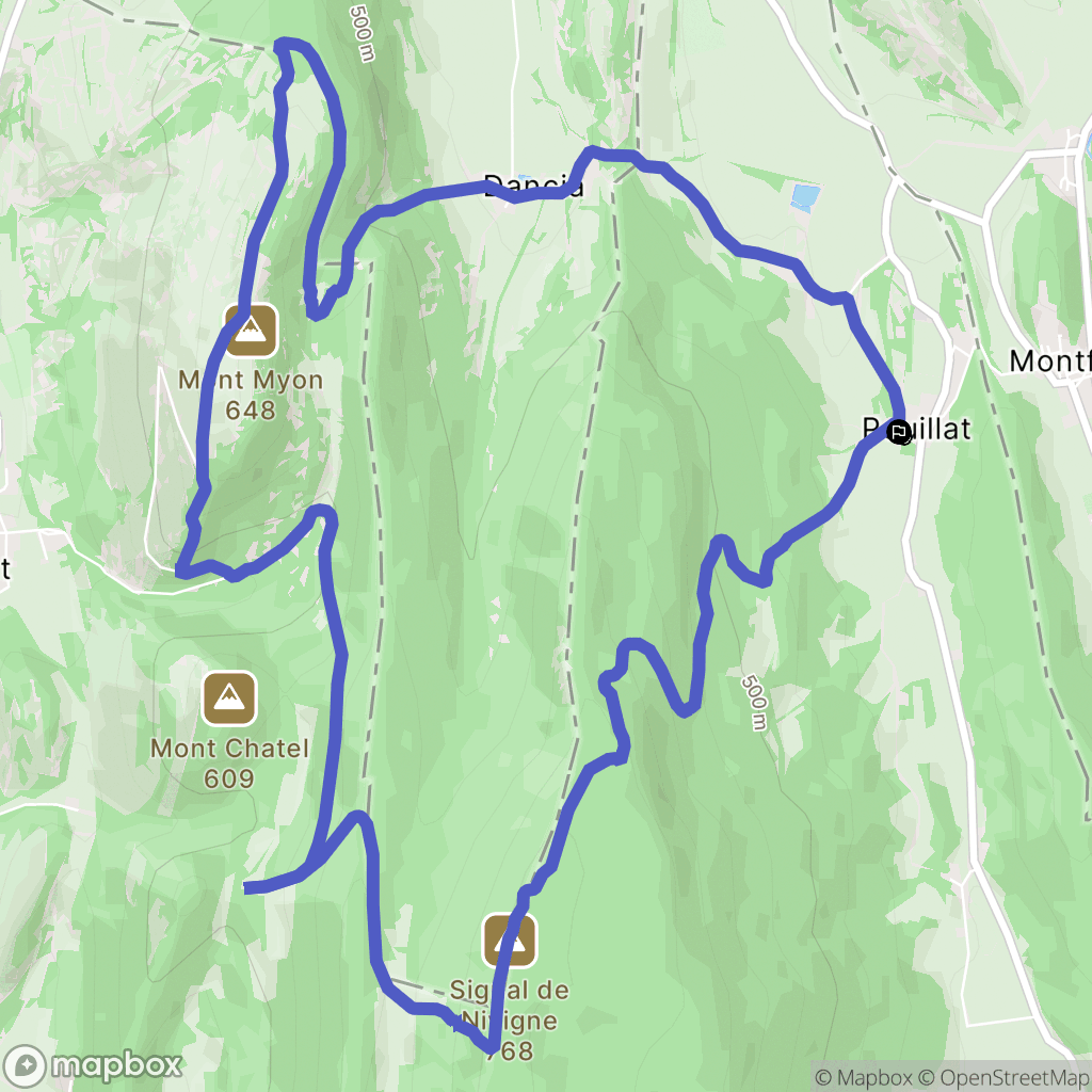 Pouillat : carte du parcours de randonnée - France