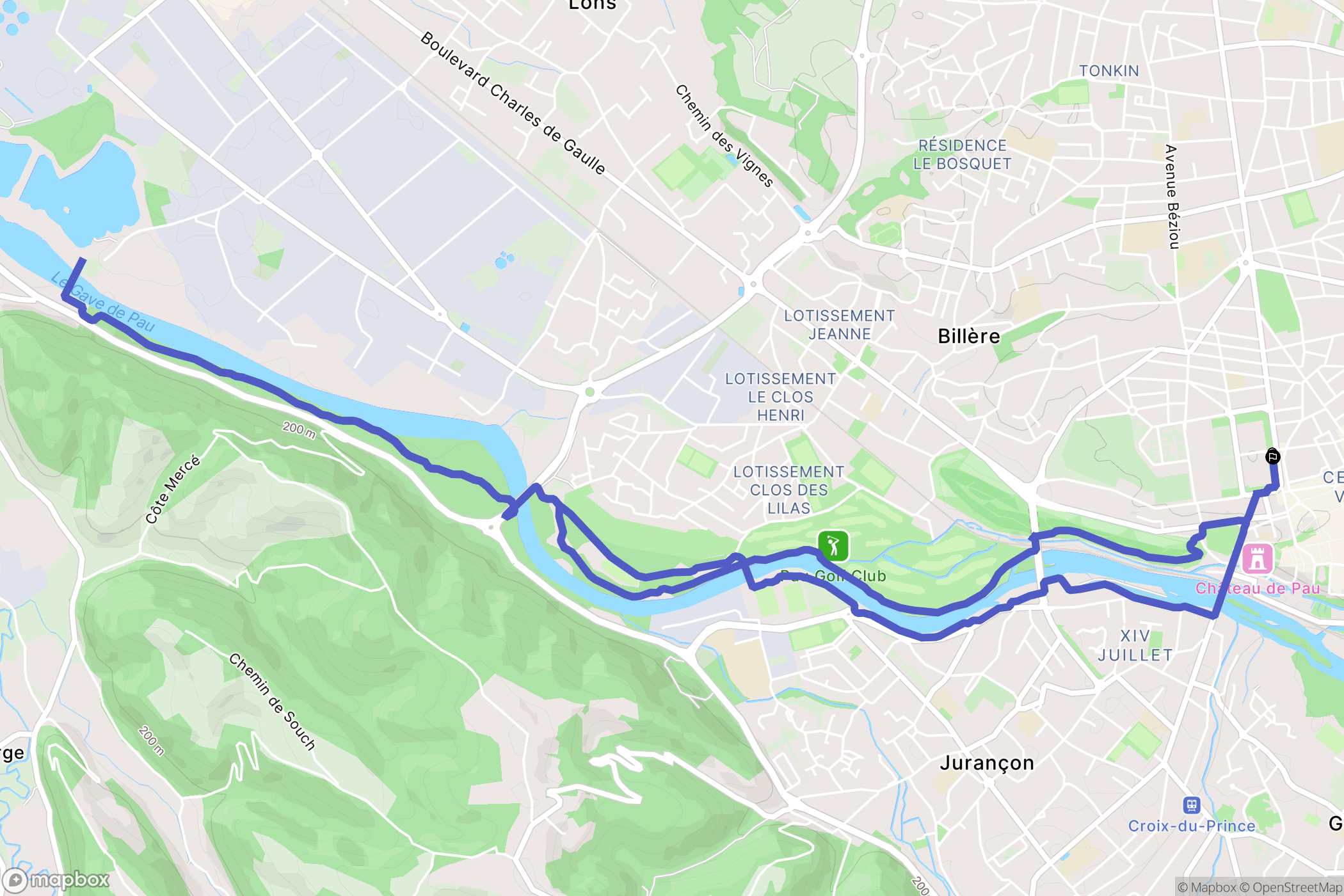 Pau : carte du parcours de randonnée - France