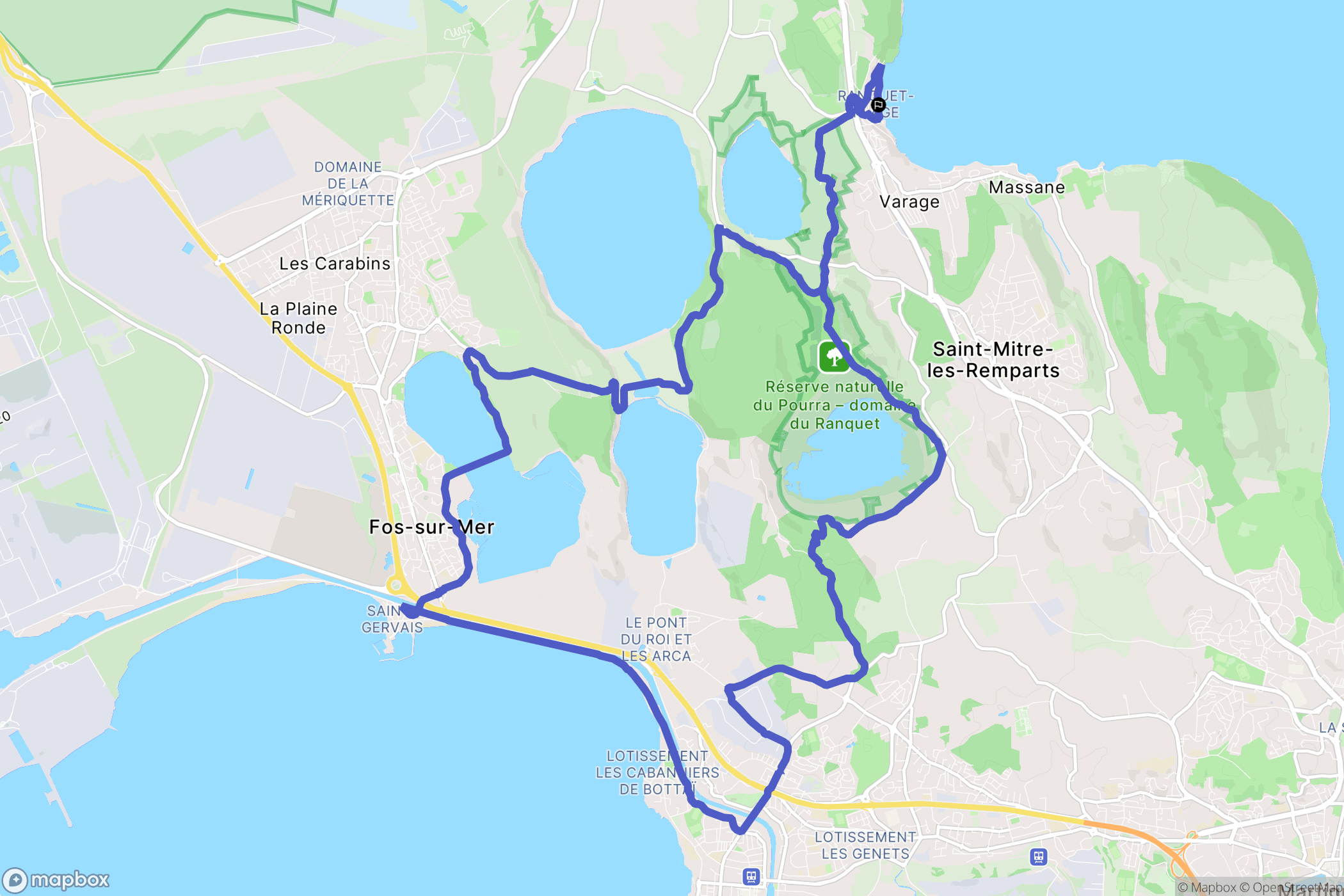 Istres : carte du parcours de randonnée - France