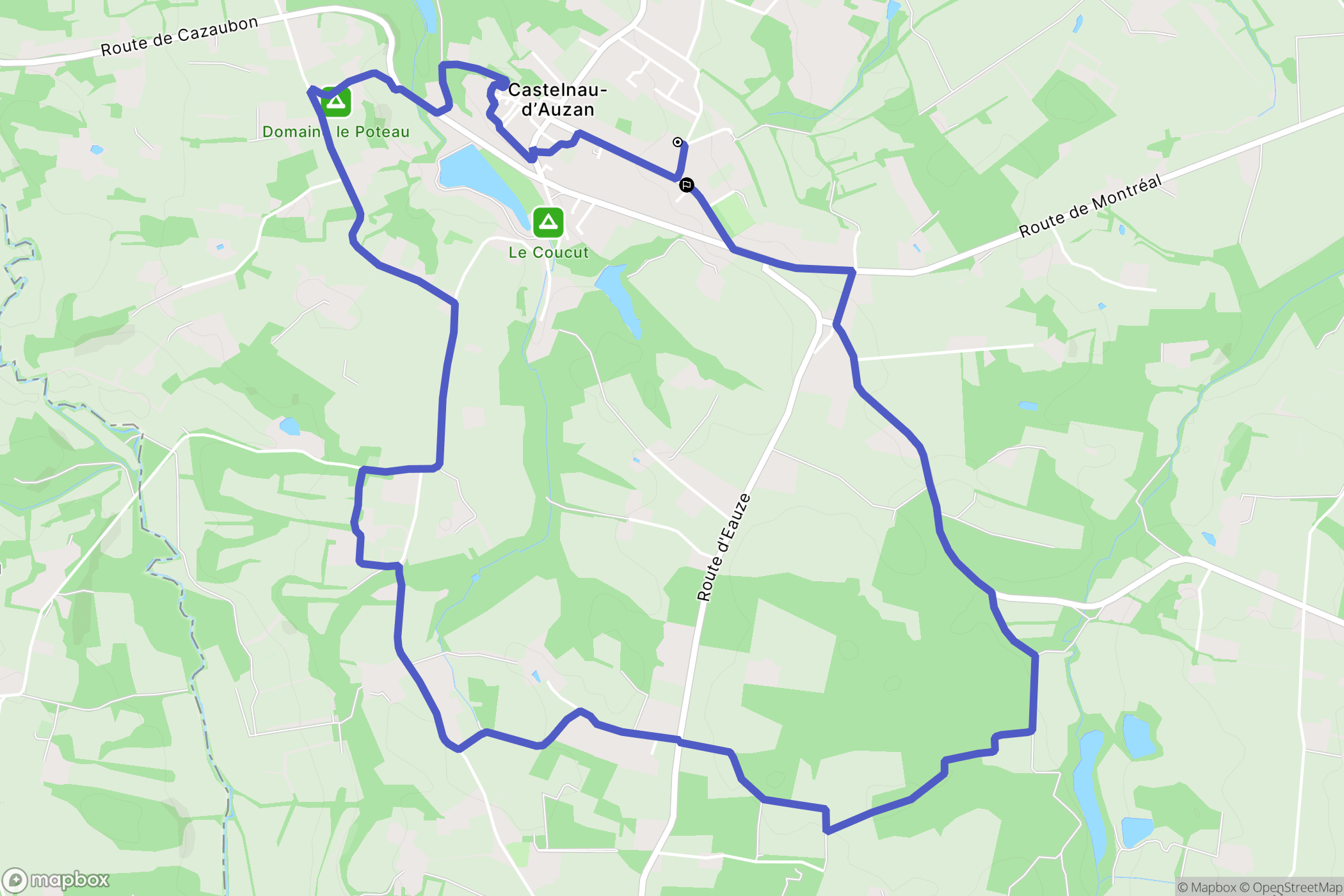 Castelnau-d'Auzan-Labarrère : carte du parcours de randonnée - France