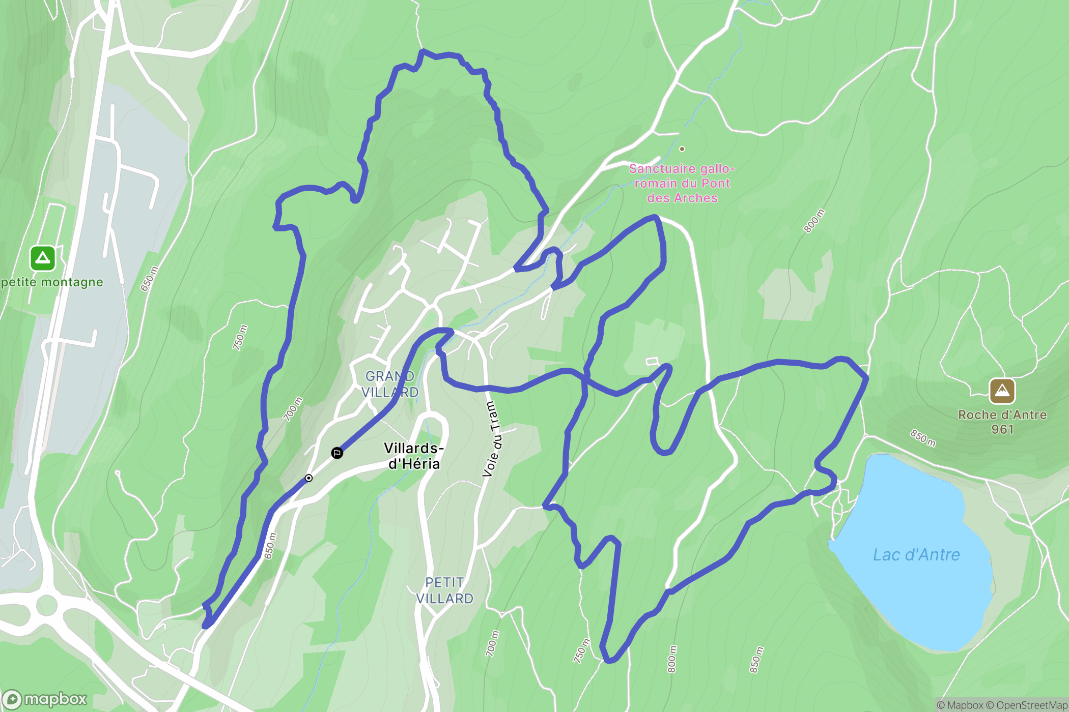 Villards-d'Héria : carte du parcours de randonnée - France