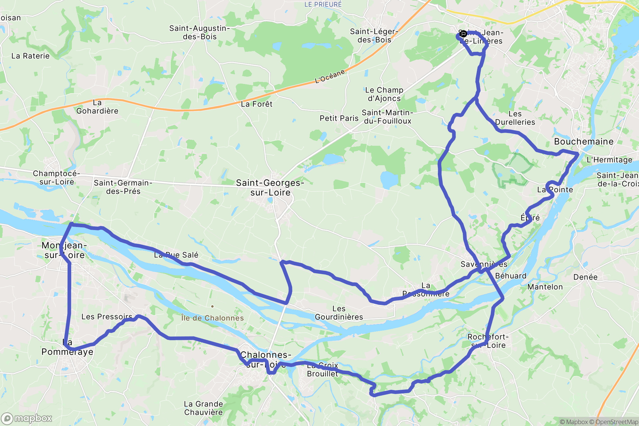 Saint-Léger-de-Linières : carte du parcours de randonnée - France
