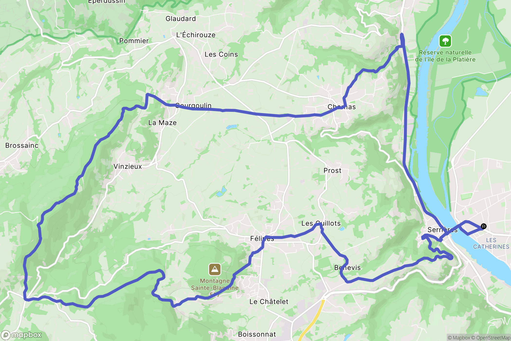 Sablons : carte du parcours de randonnée - France
