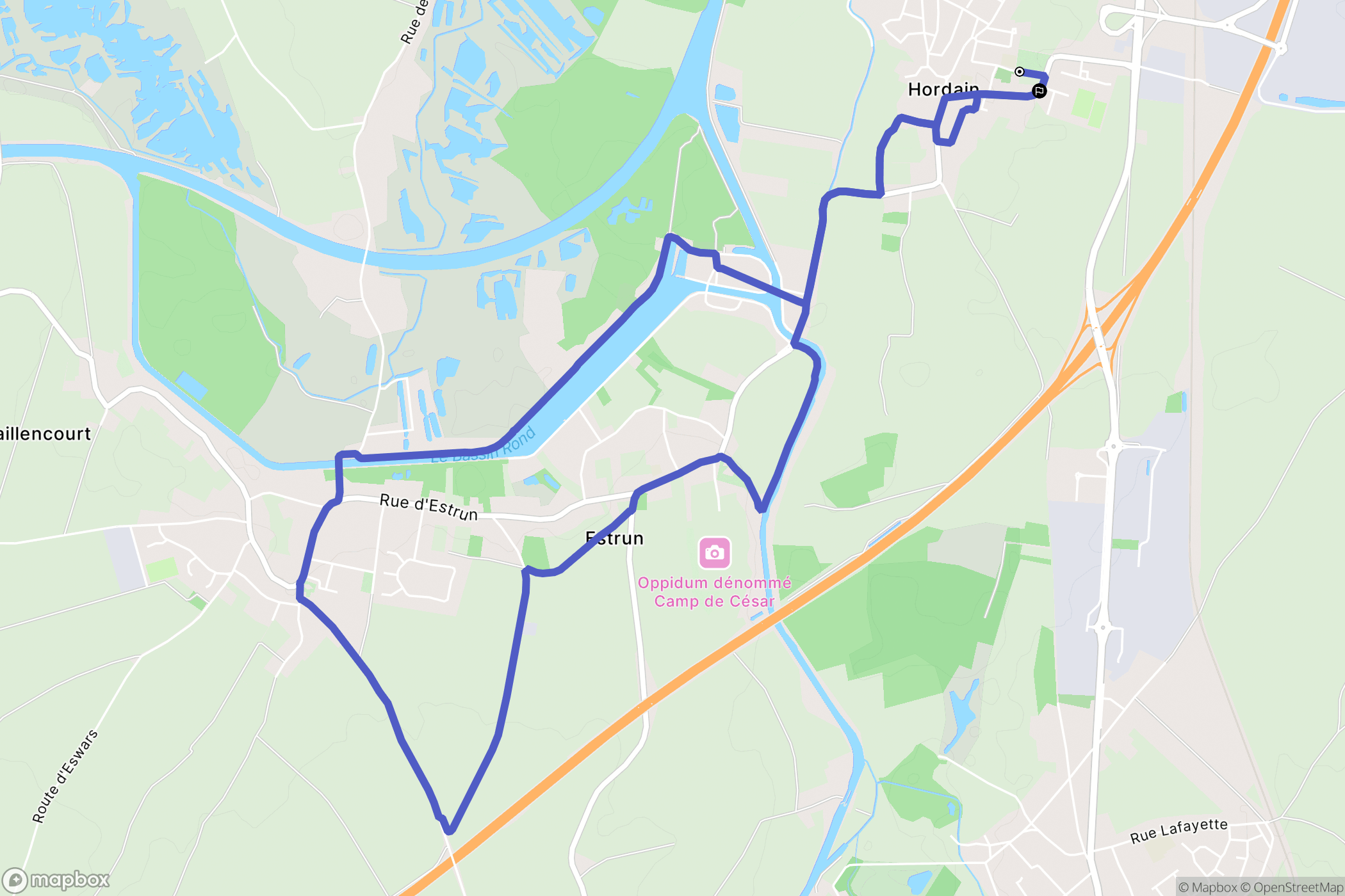 Hordain : carte du parcours de randonnée - France