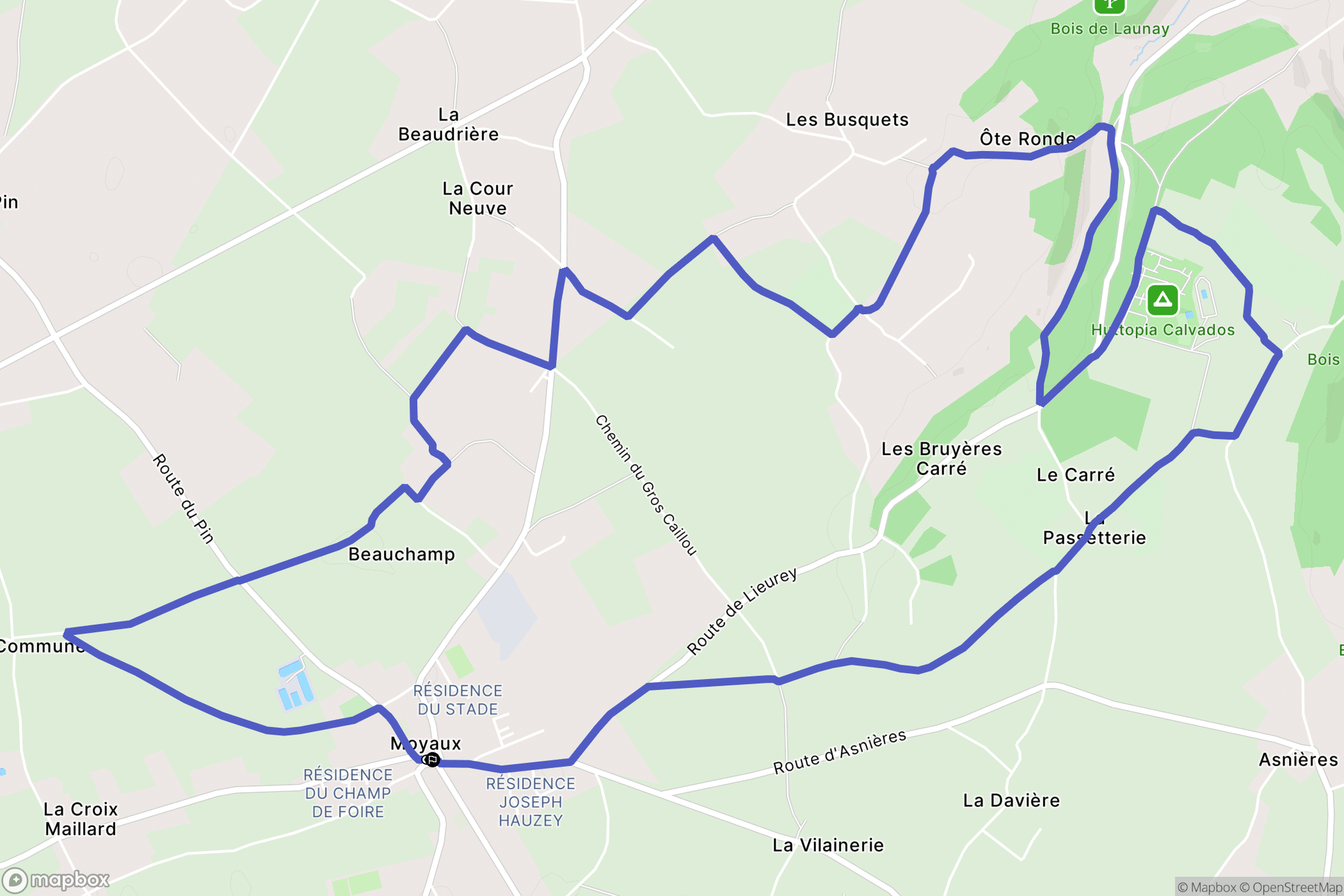 Moyaux : carte du parcours de randonnée - France