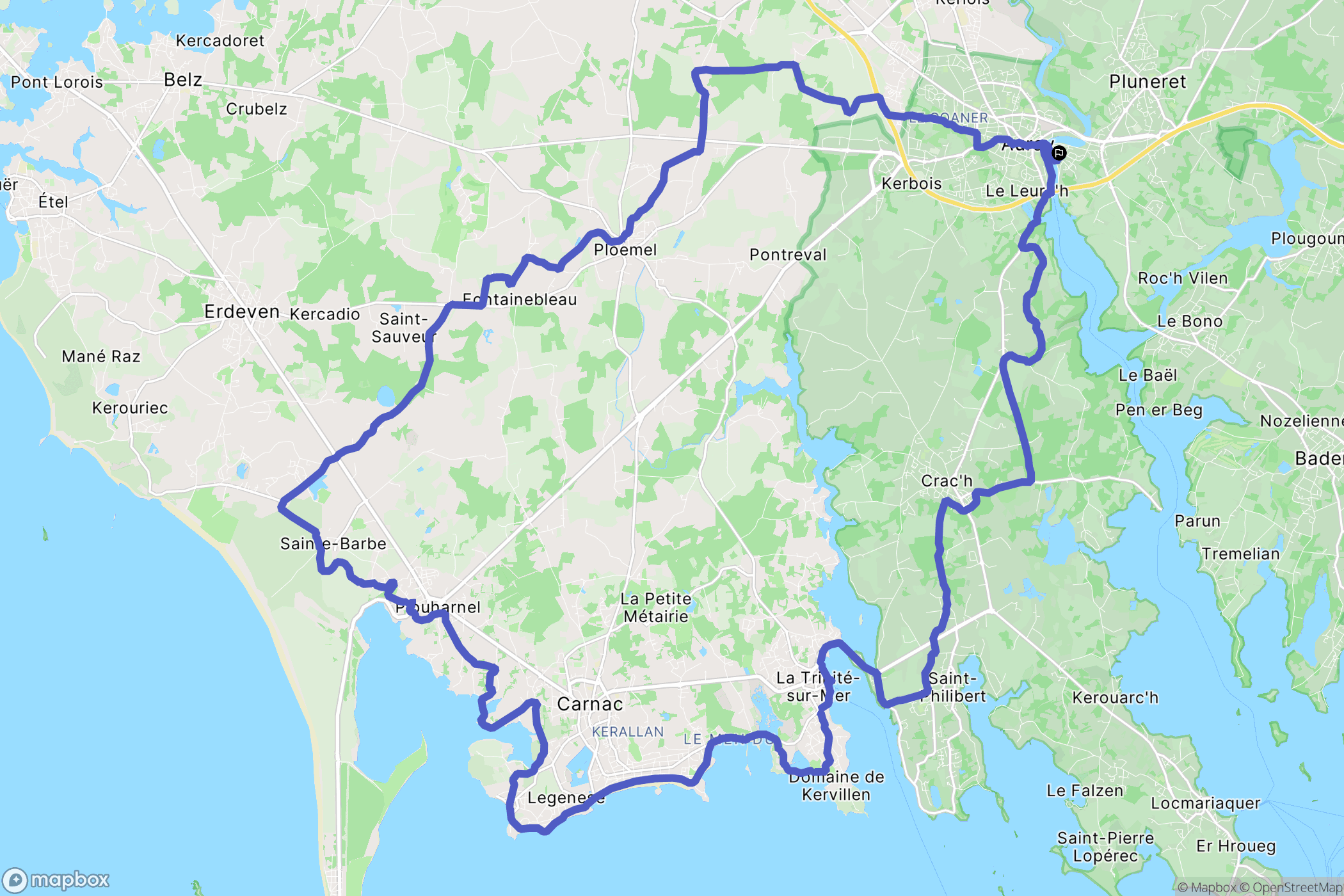 Auray : carte du parcours de randonnée - France