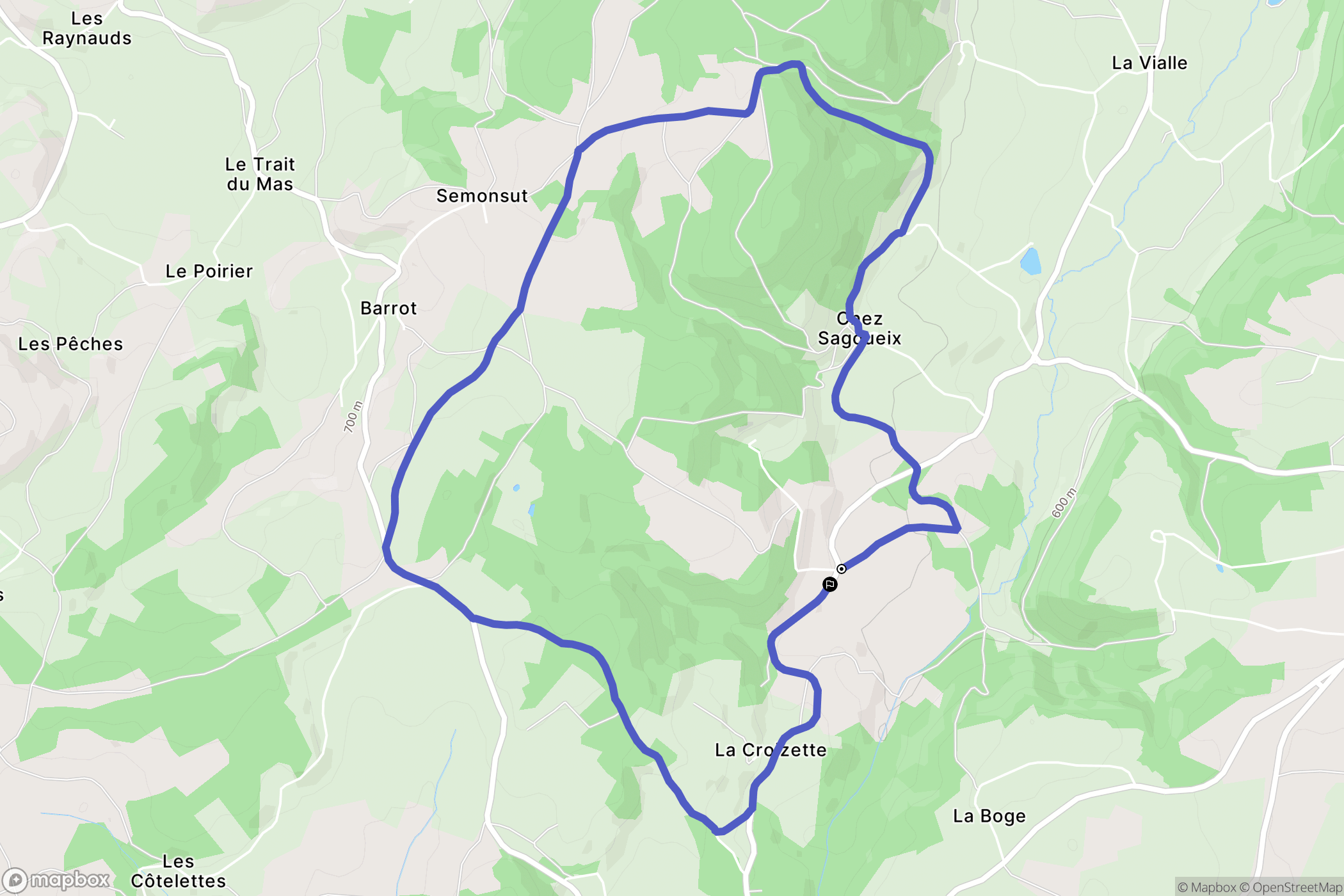Teilhet : carte du parcours de randonnée - France