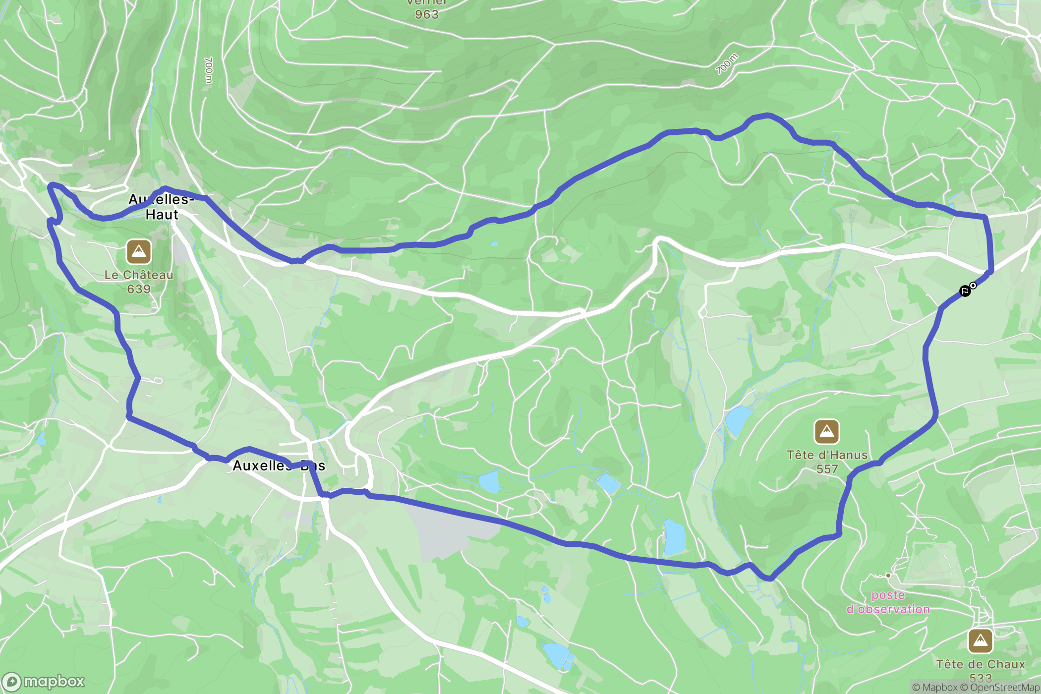 Giromagny : carte du parcours de randonnée - France