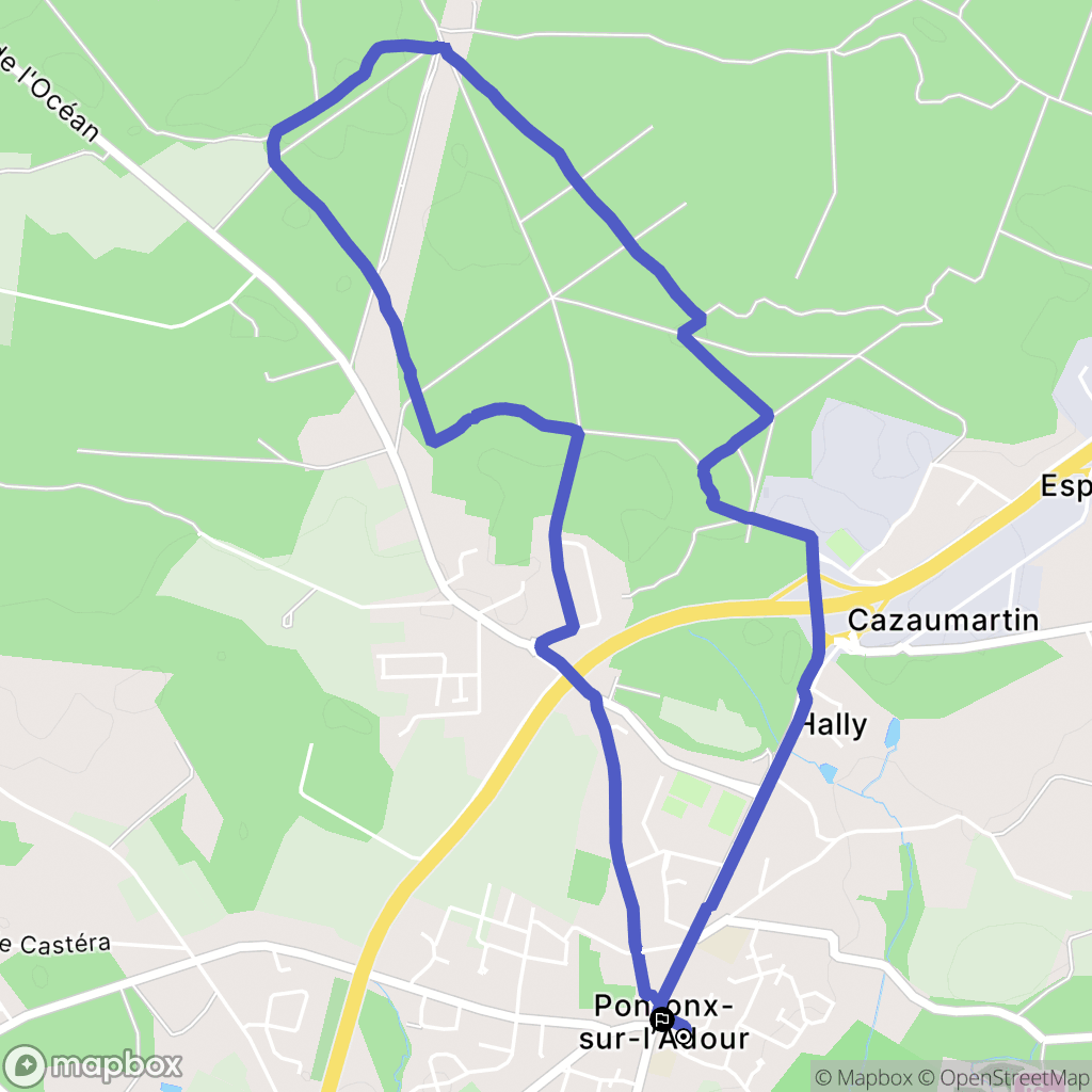 Pontonx-sur-l'Adour : carte du parcours de randonnée - France