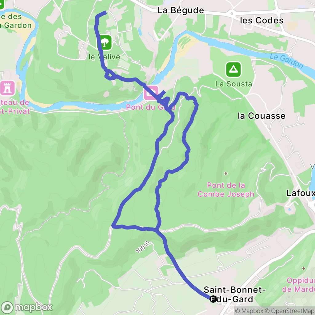 Saint-Bonnet-du-Gard : carte du parcours de randonnée - France