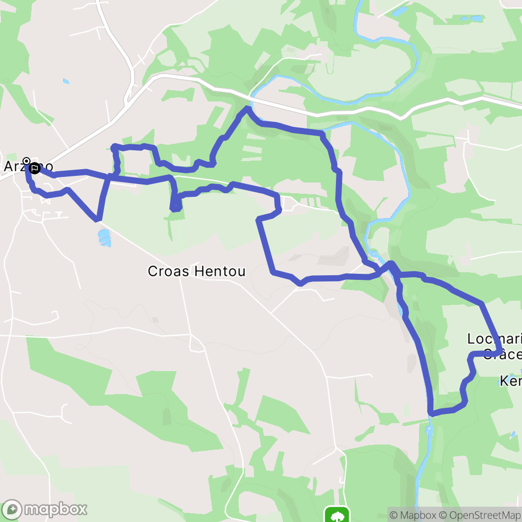 Arzano : carte du parcours de randonnée - France