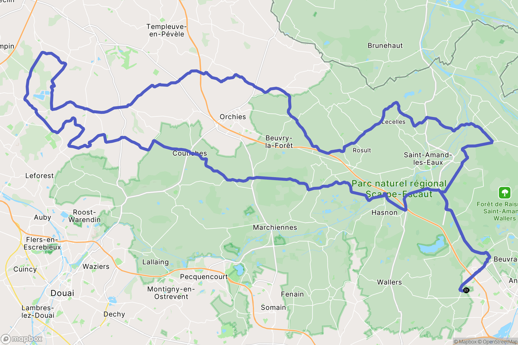 Aubry-du-Hainaut : carte du parcours de randonnée - France