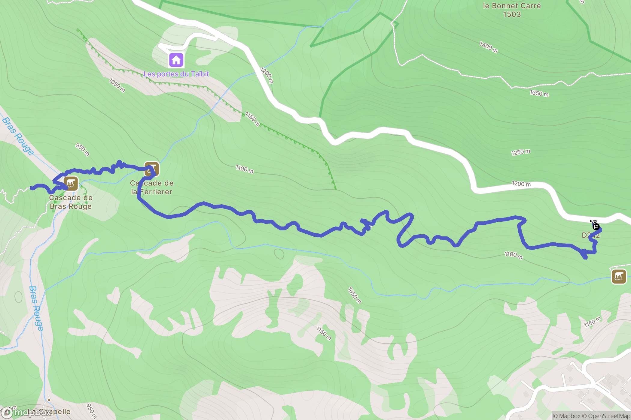 Cilaos : carte du parcours de randonnée - France