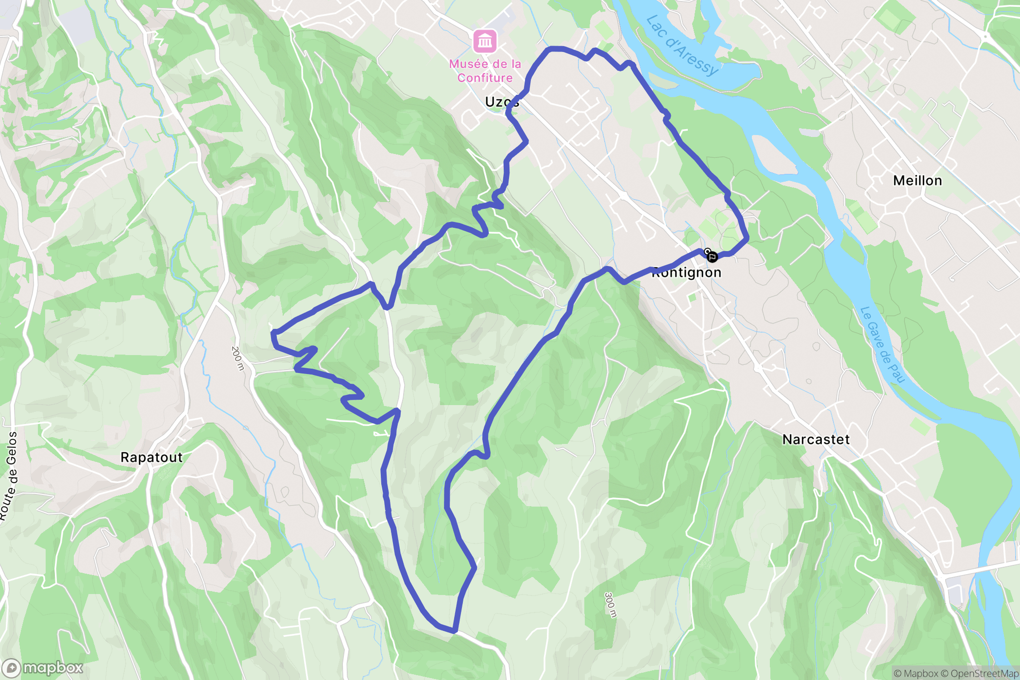 Rontignon : carte du parcours de randonnée - France