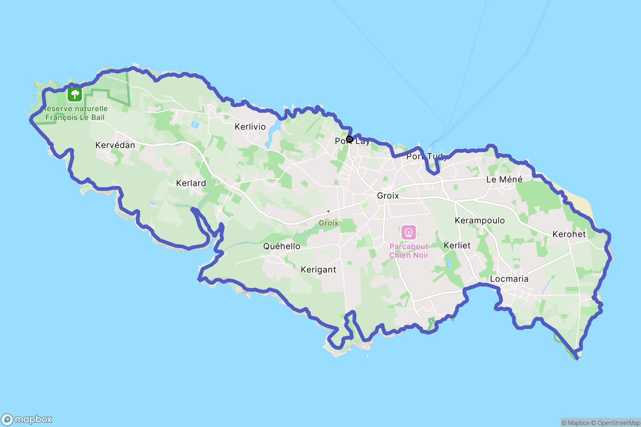 Groix : carte du parcours de randonnée - France