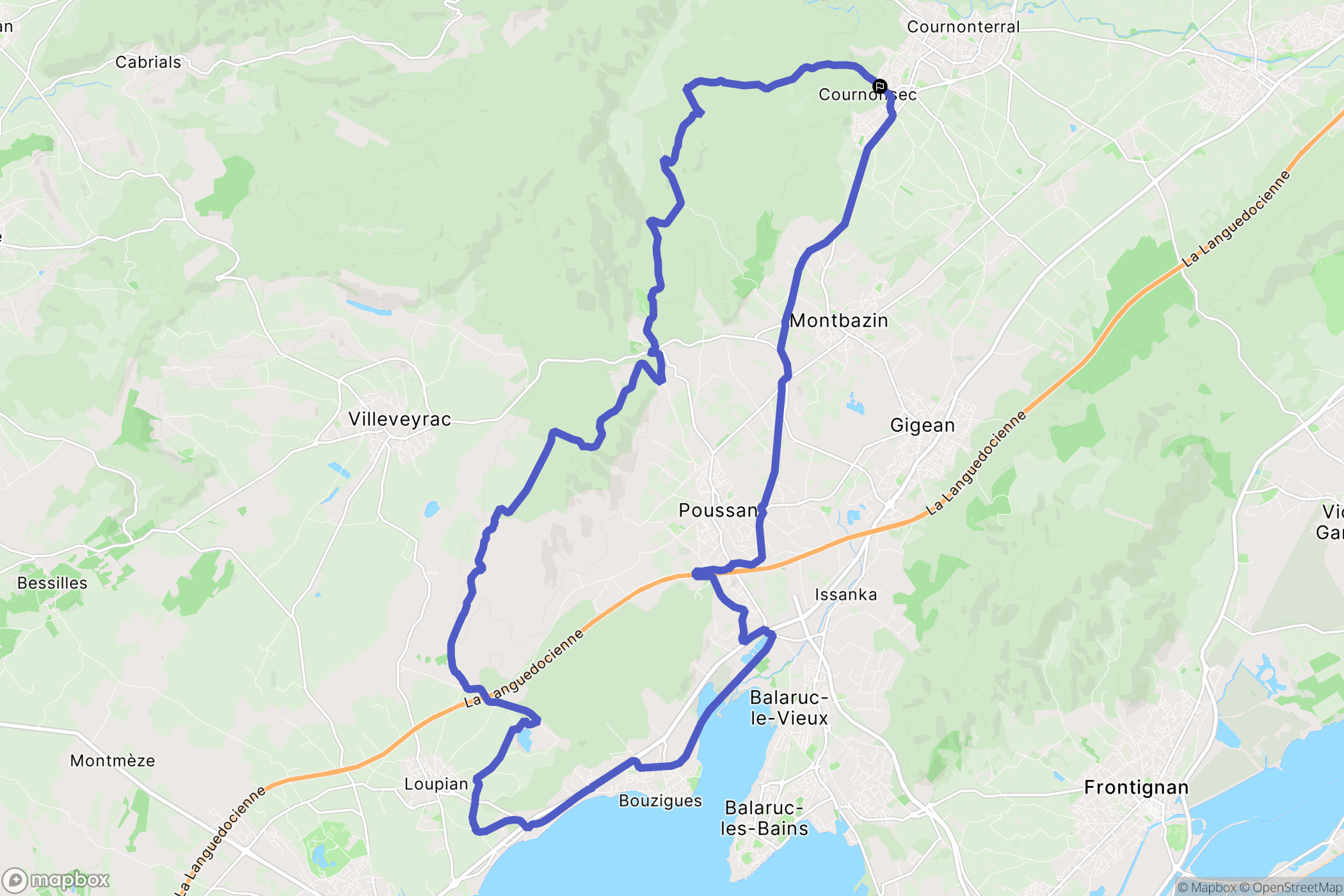 Cournonsec : carte du parcours de randonnée - France
