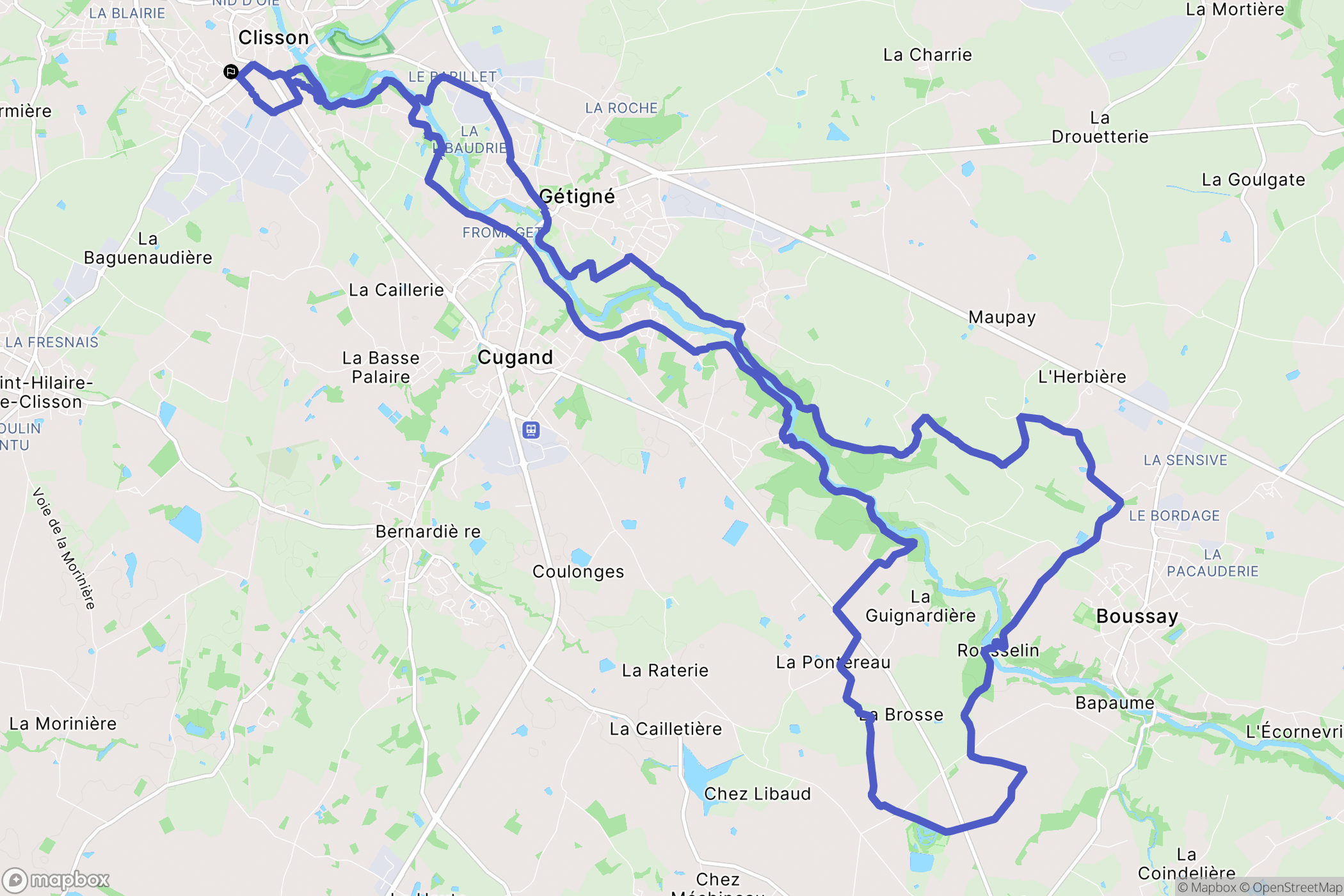 Clisson : carte du parcours de randonnée - France