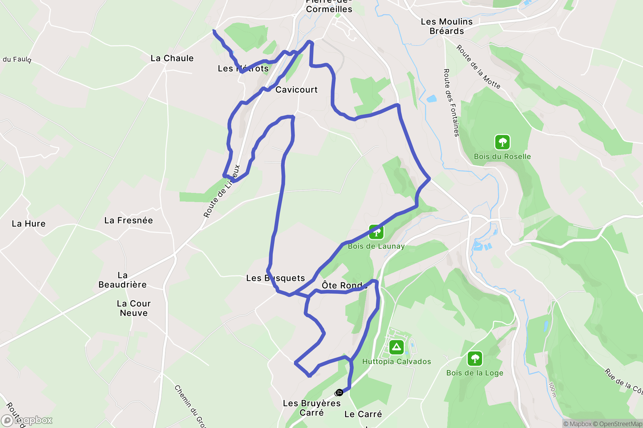 Moyaux : carte du parcours de randonnée - France