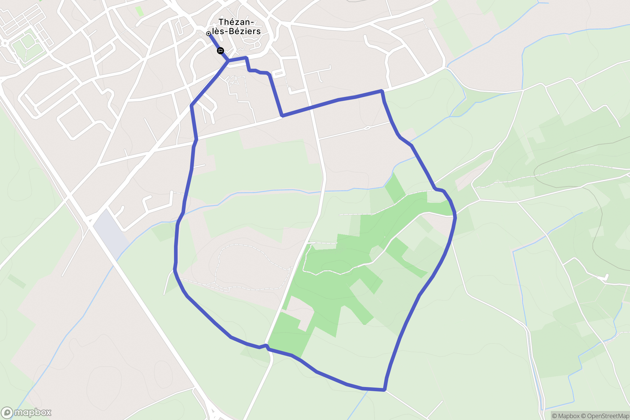 Thézan-lès-Béziers : carte du parcours de randonnée - France