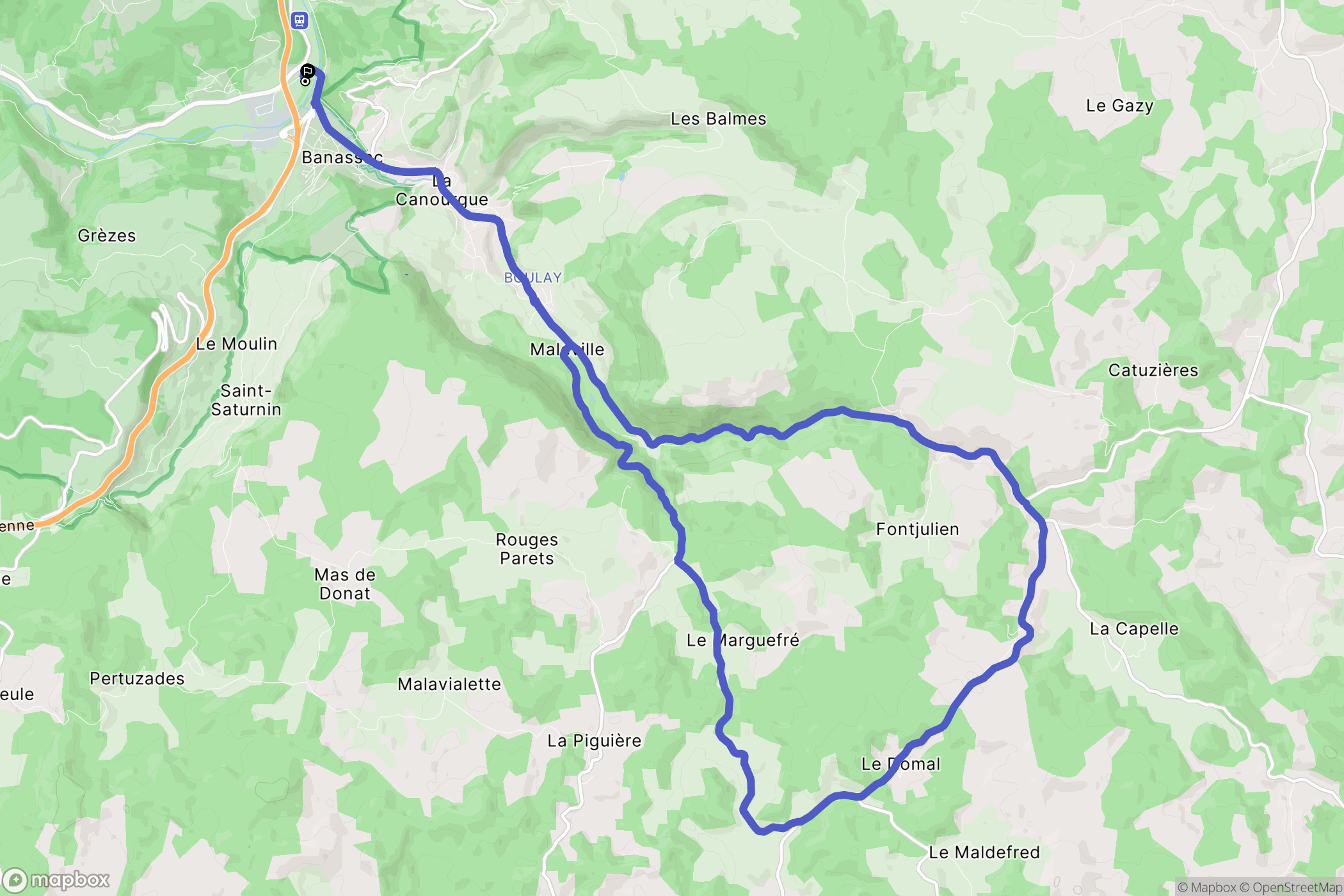 Banassac-Canilhac : carte du parcours de randonnée - France