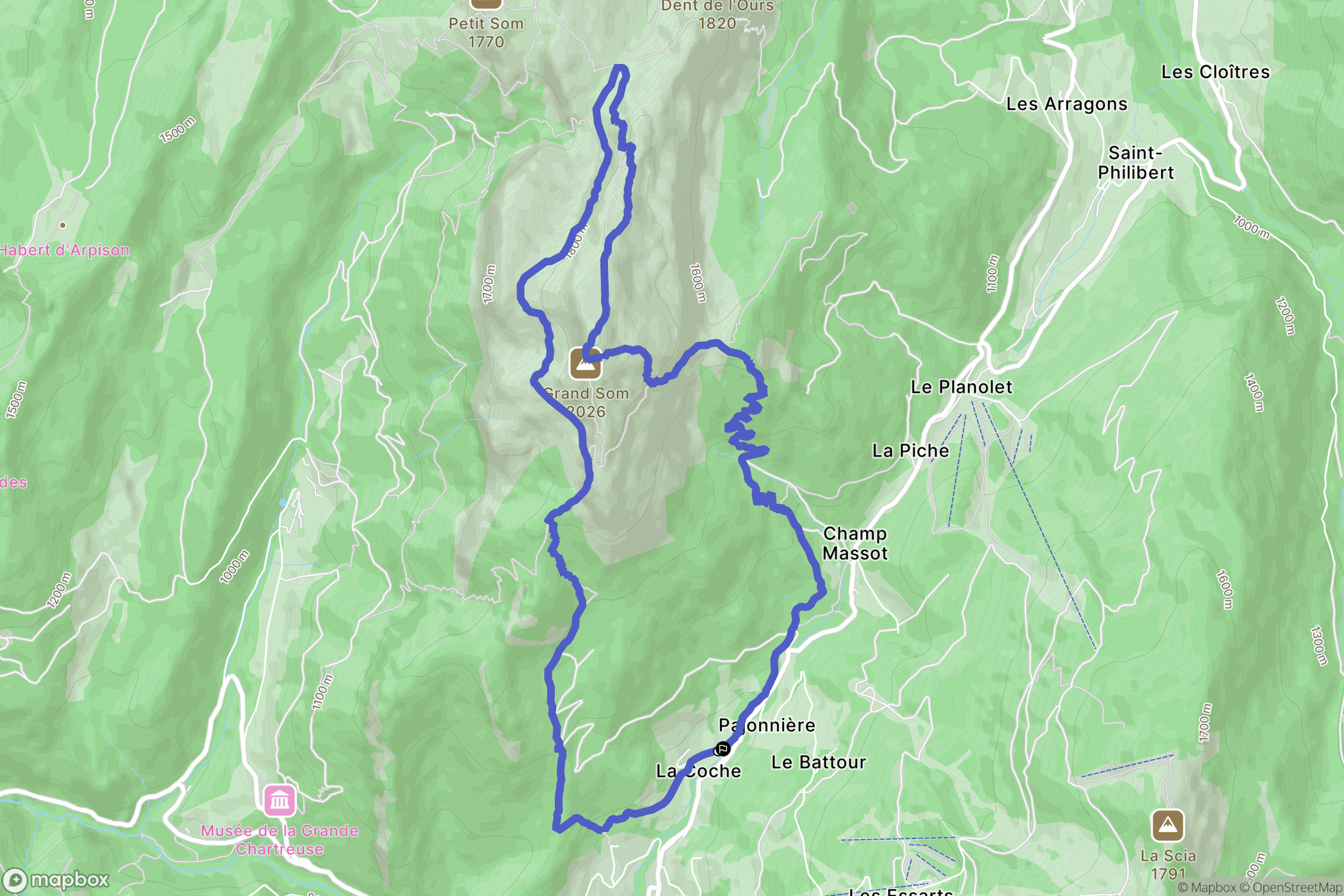Saint-Pierre-de-Chartreuse : carte du parcours de randonnée - France