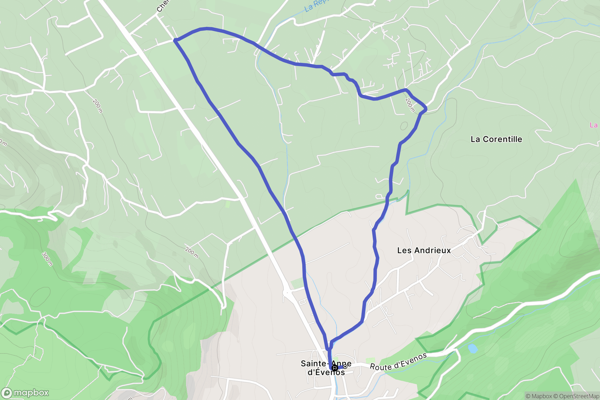 Évenos : carte du parcours de randonnée - France