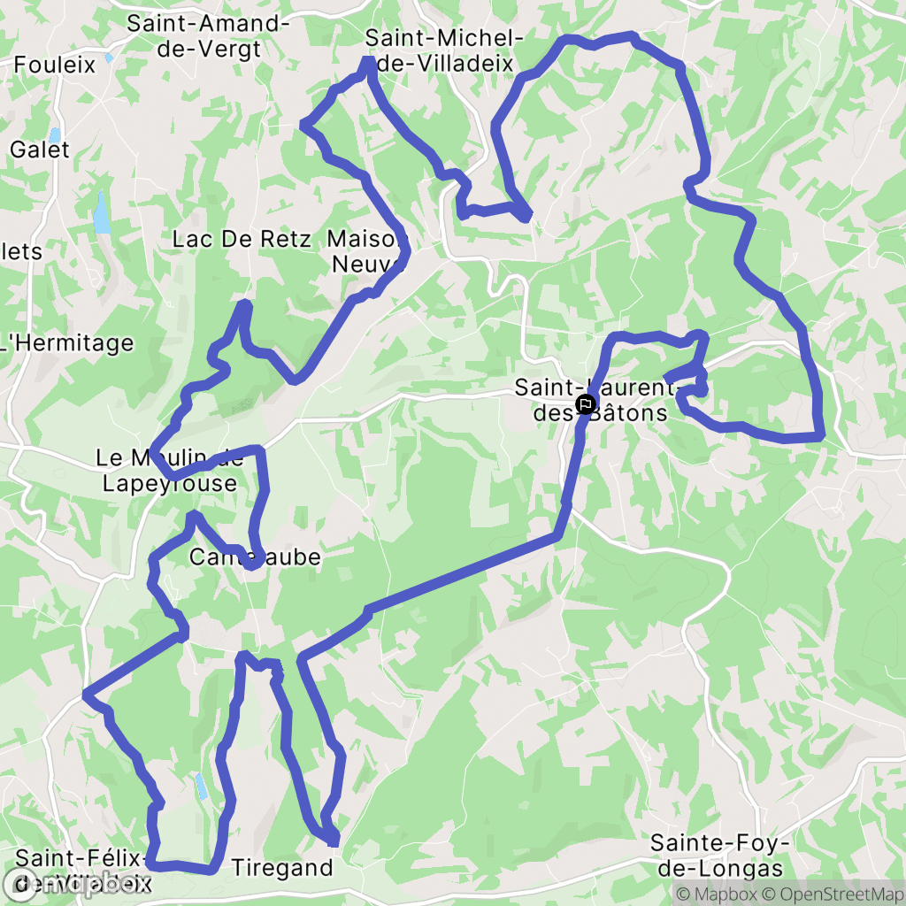 Val de Louyre et Caudeau : carte du parcours de randonnée - France