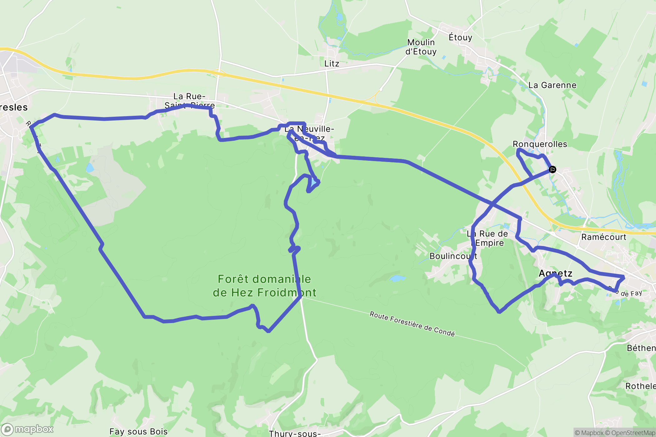 Agnetz : carte du parcours de randonnée - France