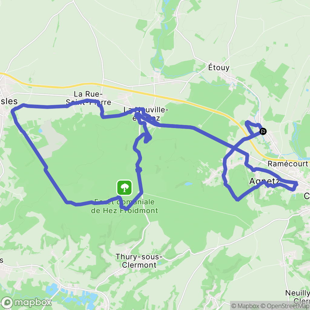 Agnetz : carte du parcours de randonnée - France
