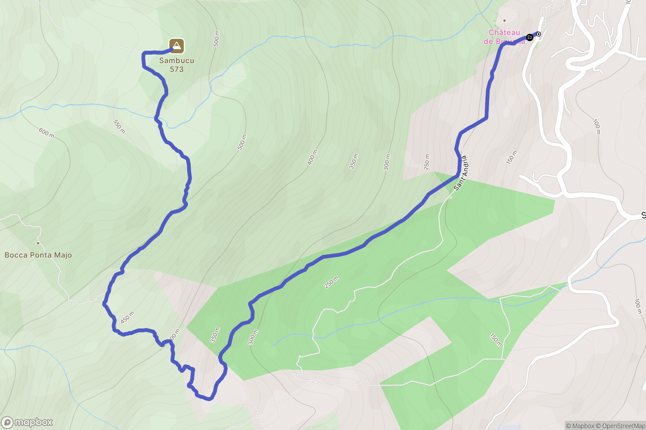 Biguglia : carte du parcours de randonnée - France
