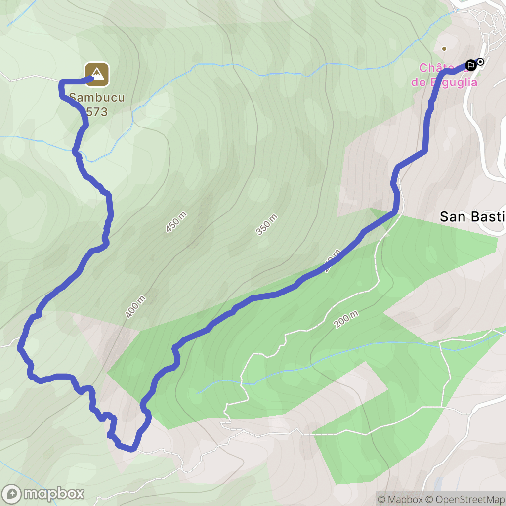 Biguglia : carte du parcours de randonnée - France