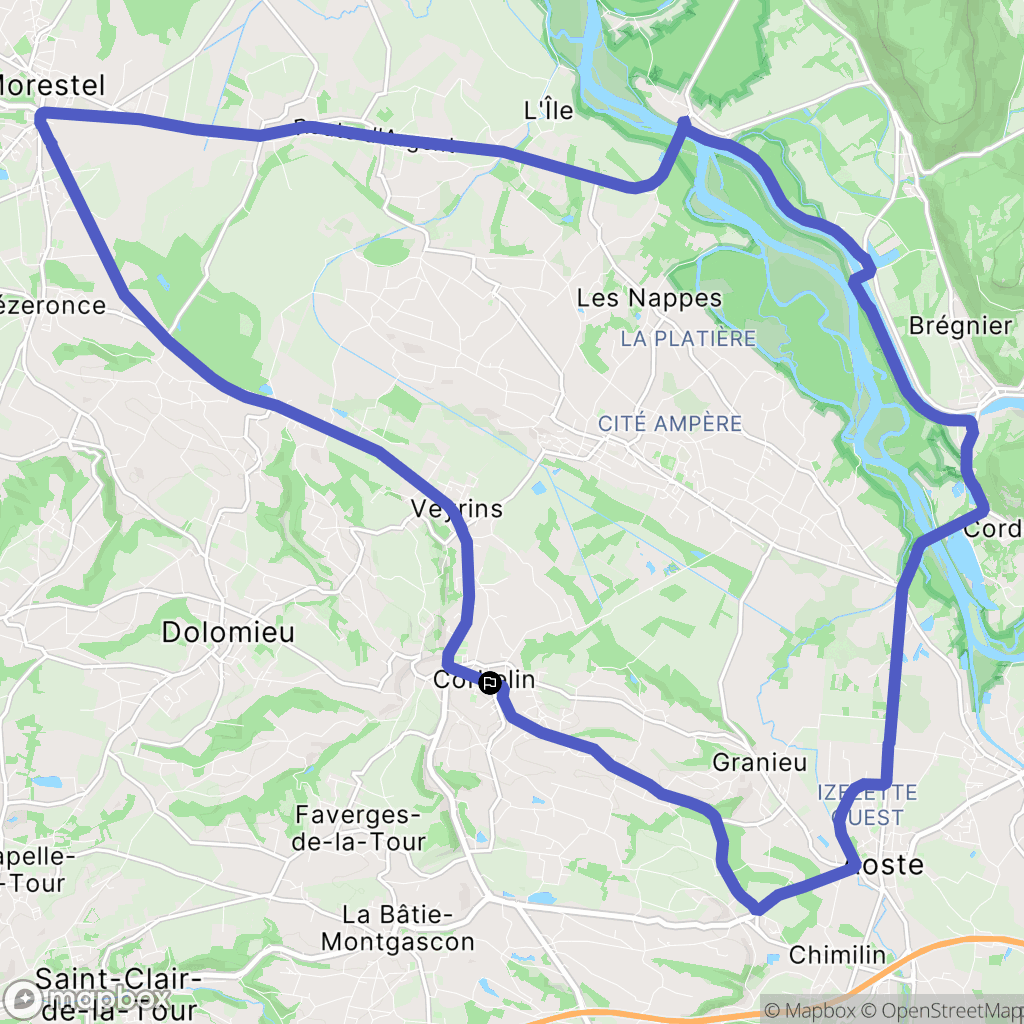 Corbelin : carte du parcours de randonnée - France