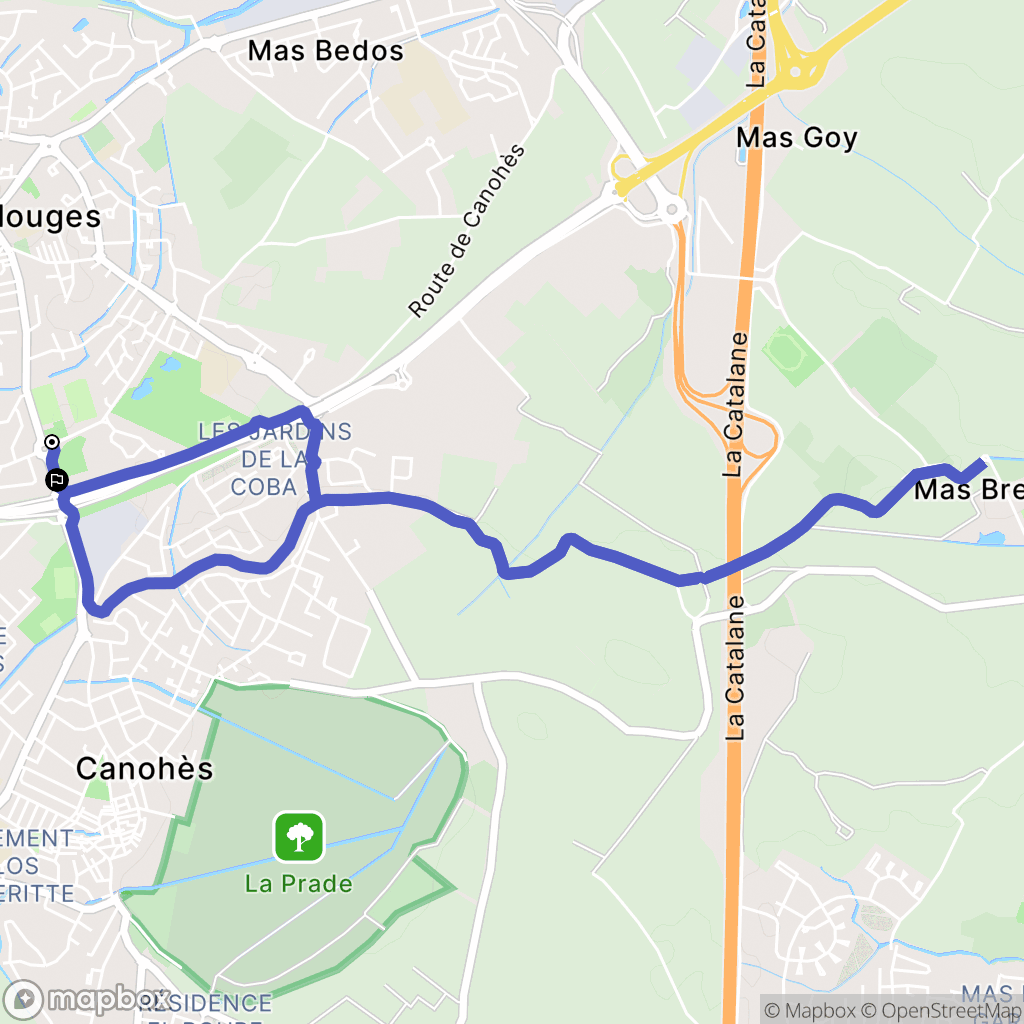 Toulouges : carte du parcours de randonnée - France