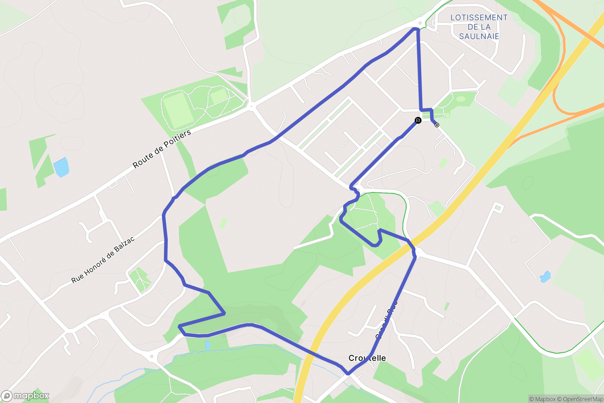 Croutelle : carte du parcours de randonnée - France