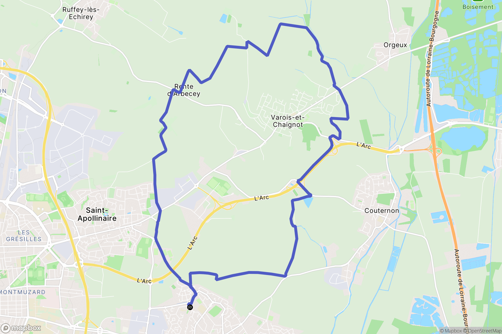 Quetigny : carte du parcours de randonnée - France