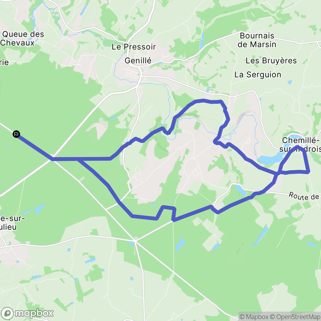 Ferrière-sur-Beaulieu : carte du parcours de randonnée - France