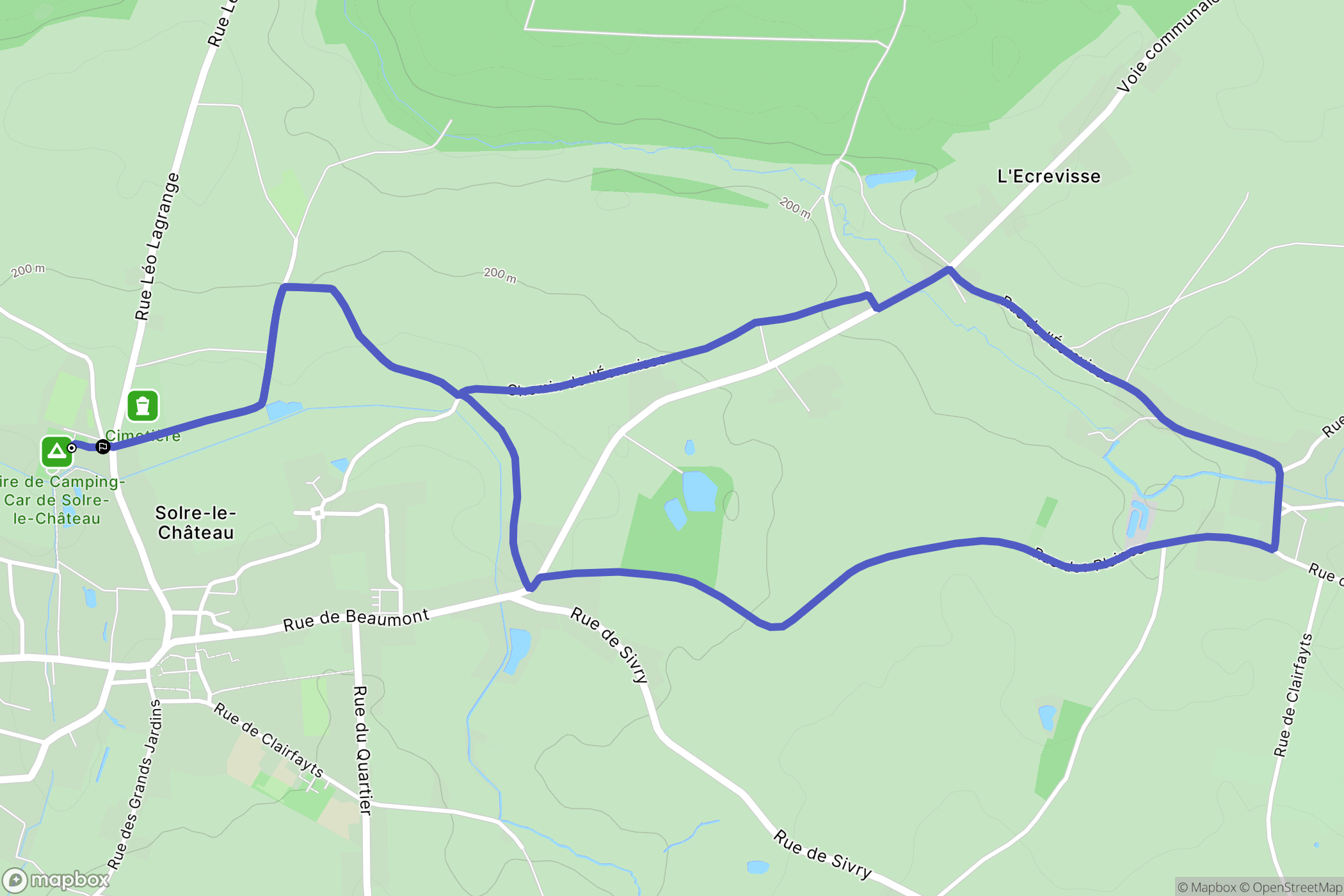 Solre-le-Château : carte du parcours de randonnée - France