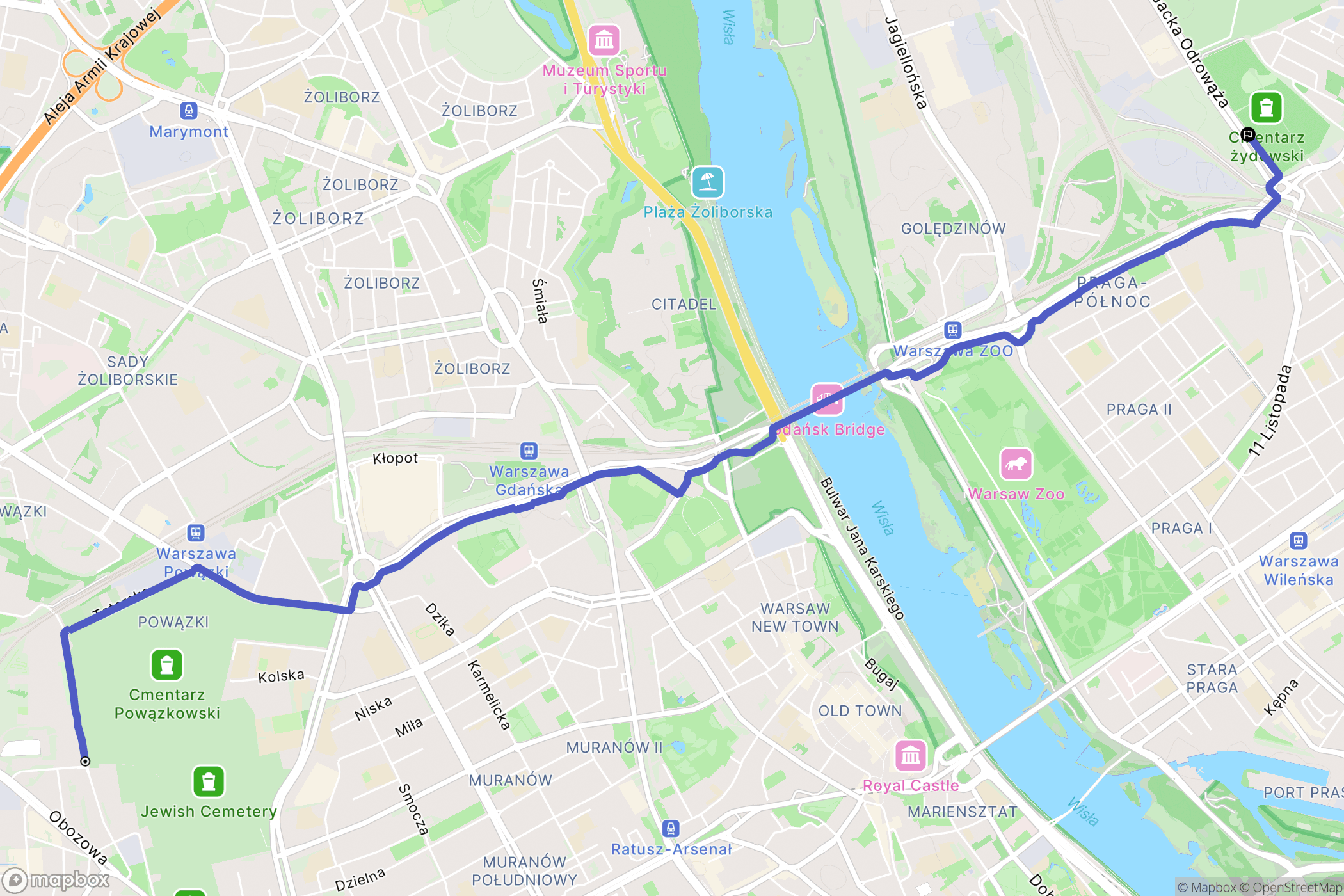 Warszawa: mapa trasy - Poland