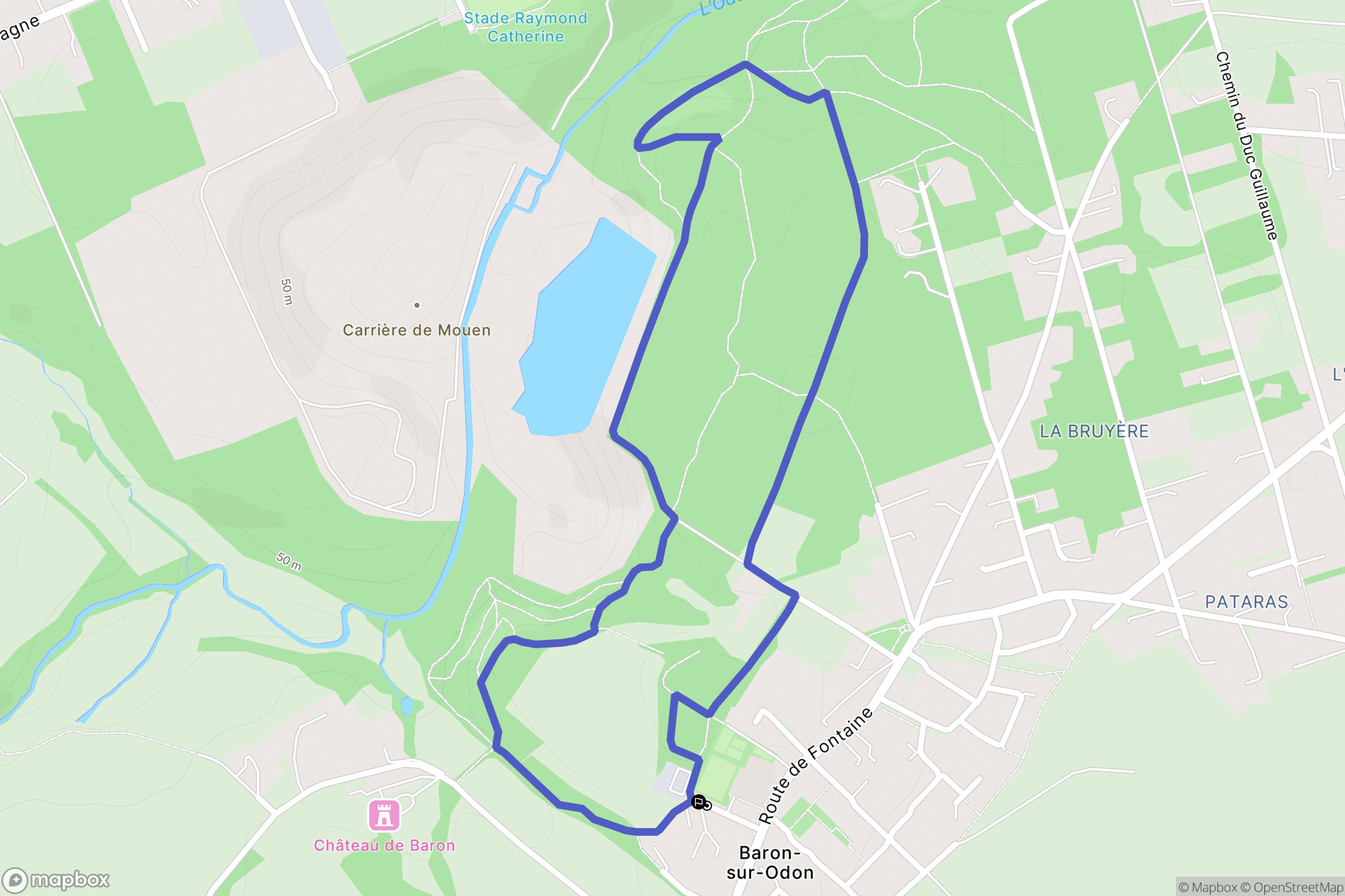 Baron-sur-Odon : carte du parcours de randonnée - France