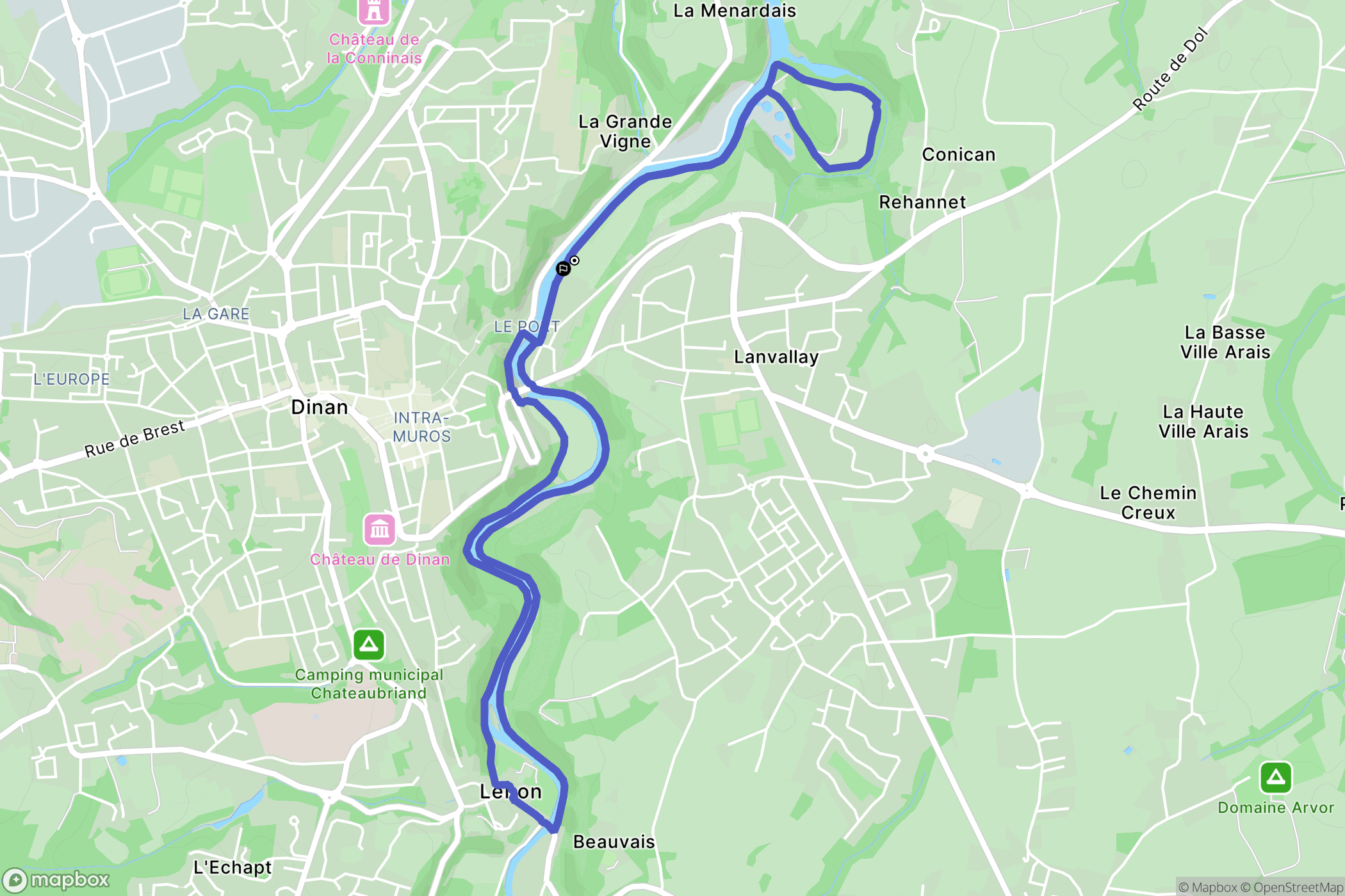 Dinan : carte du parcours de randonnée - France
