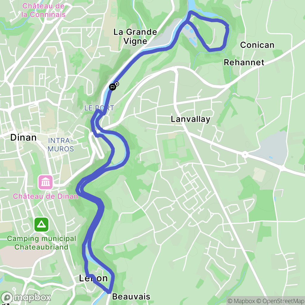 Dinan : carte du parcours de randonnée - France